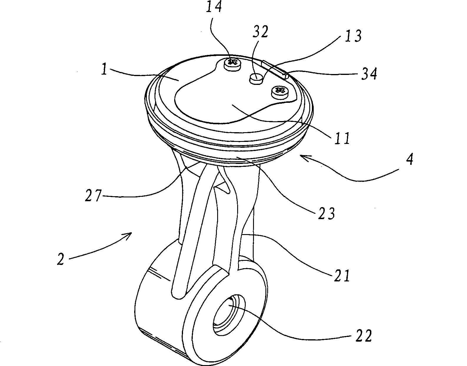 Piston body structure of air compressor