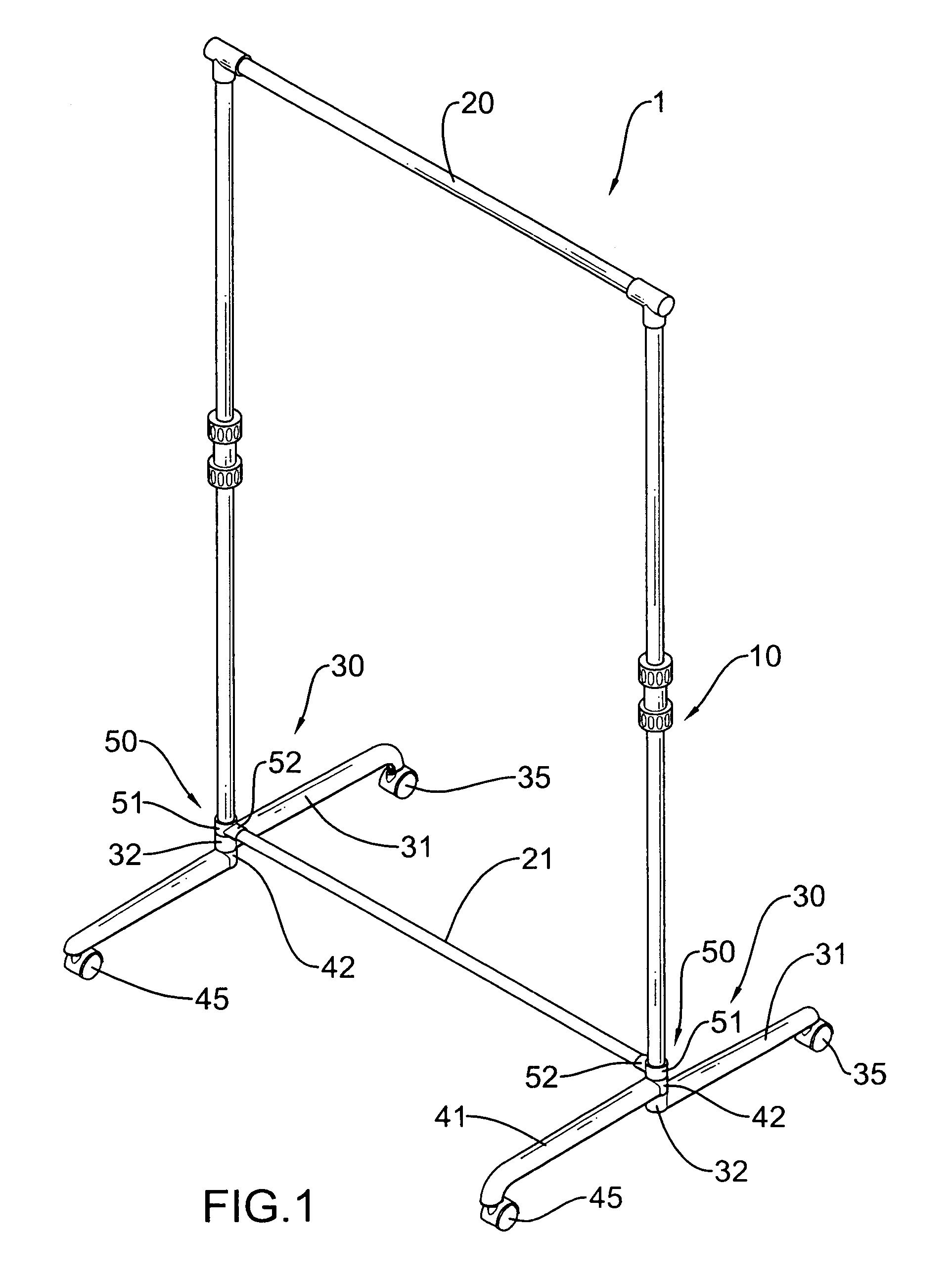 Foot assembly of a clothes rack