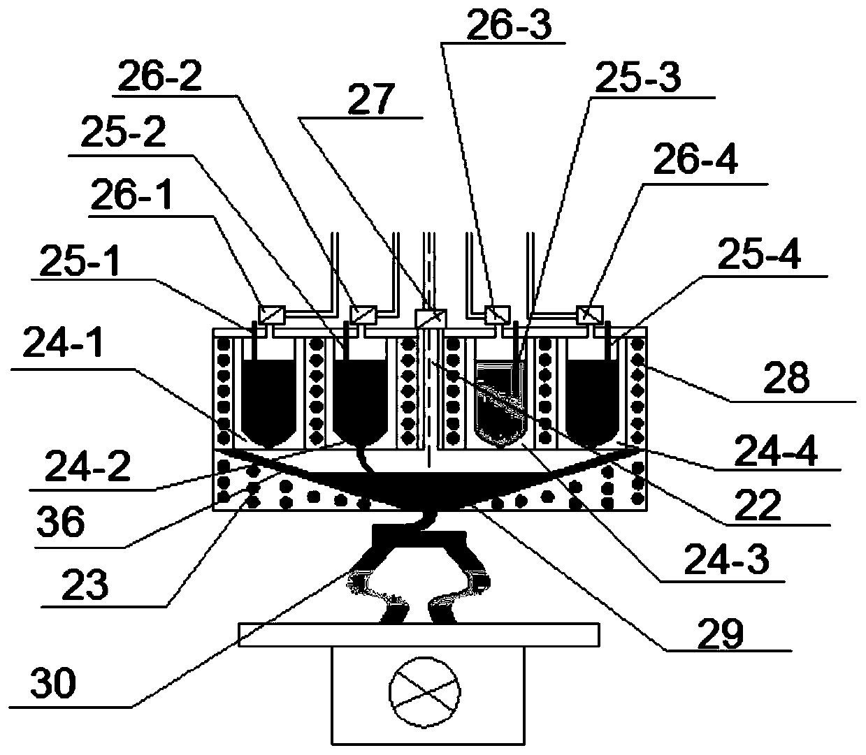 A printing and forming device and method for a colorful hollow glass structure