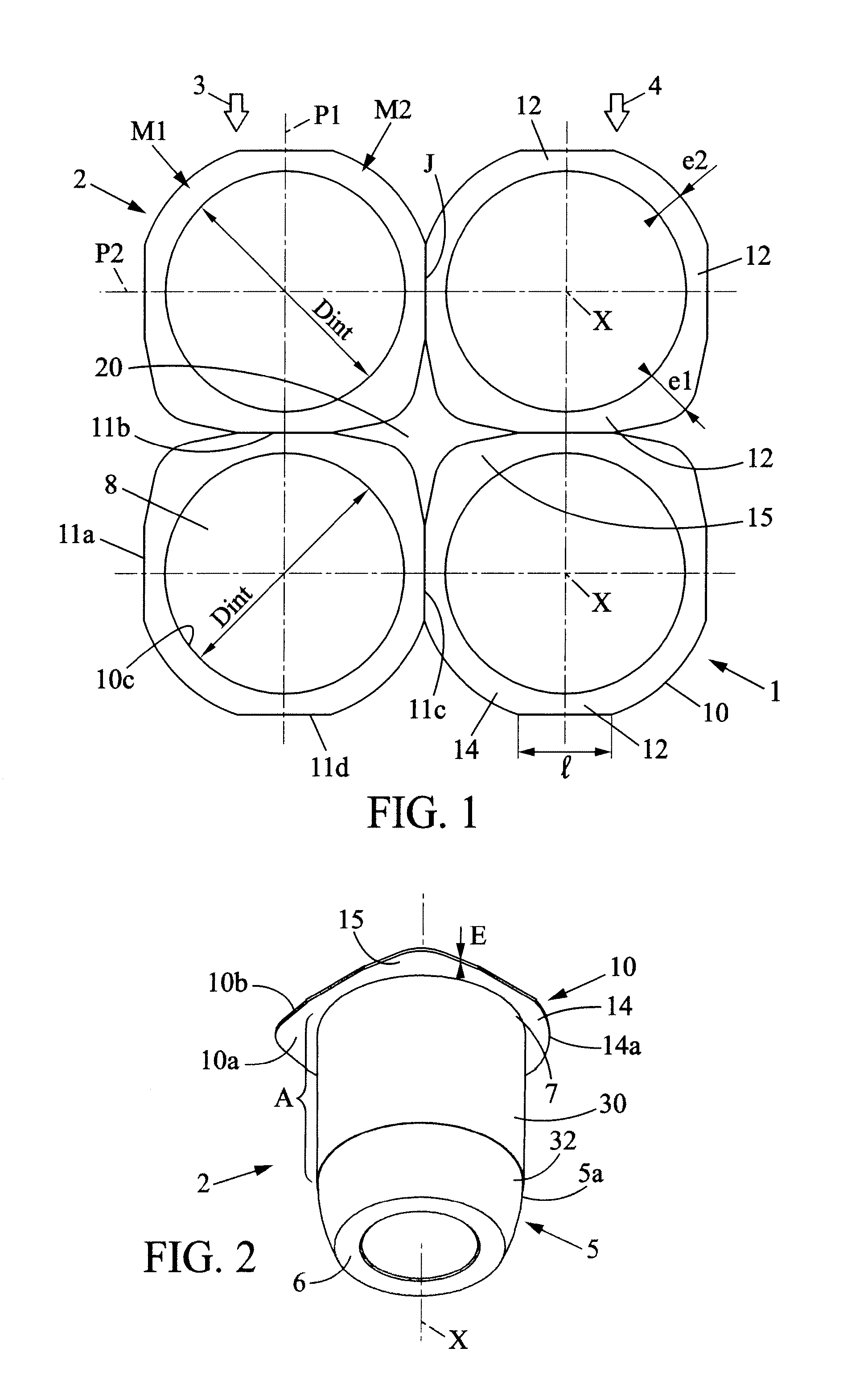 Plastic Flanged Containers and Food Product Pack Comprising Such Containers