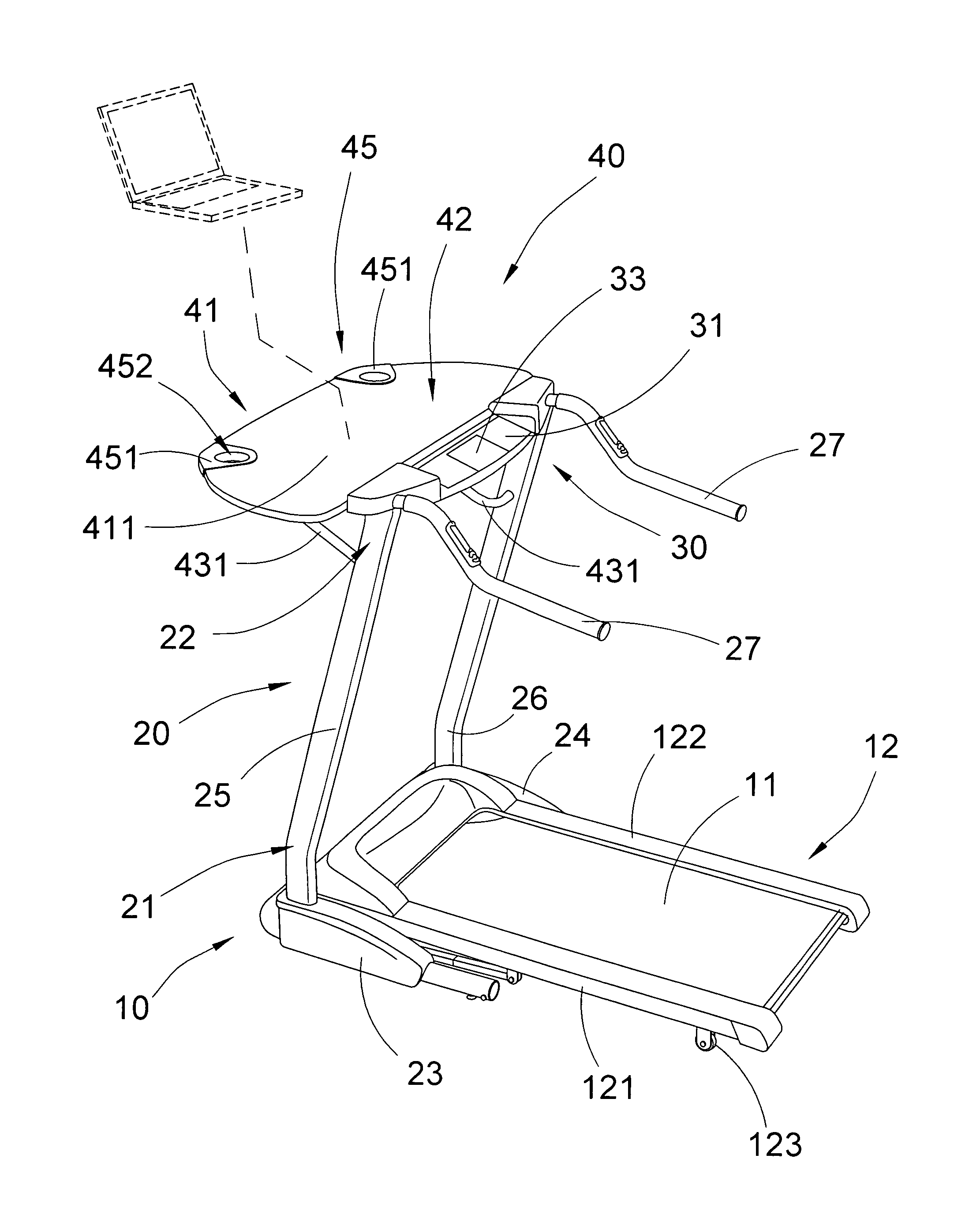 Treadmill with workstation