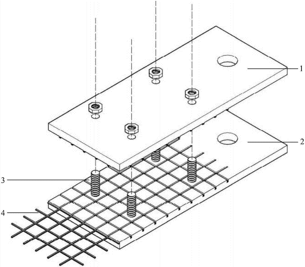 Tension anchoring device and tension anchoring method of prestressed frp mesh