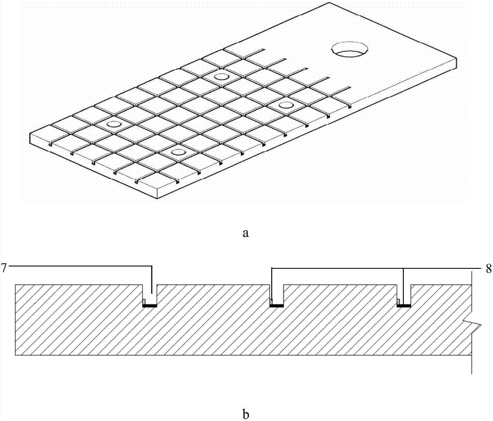 Tension anchoring device and tension anchoring method of prestressed frp mesh