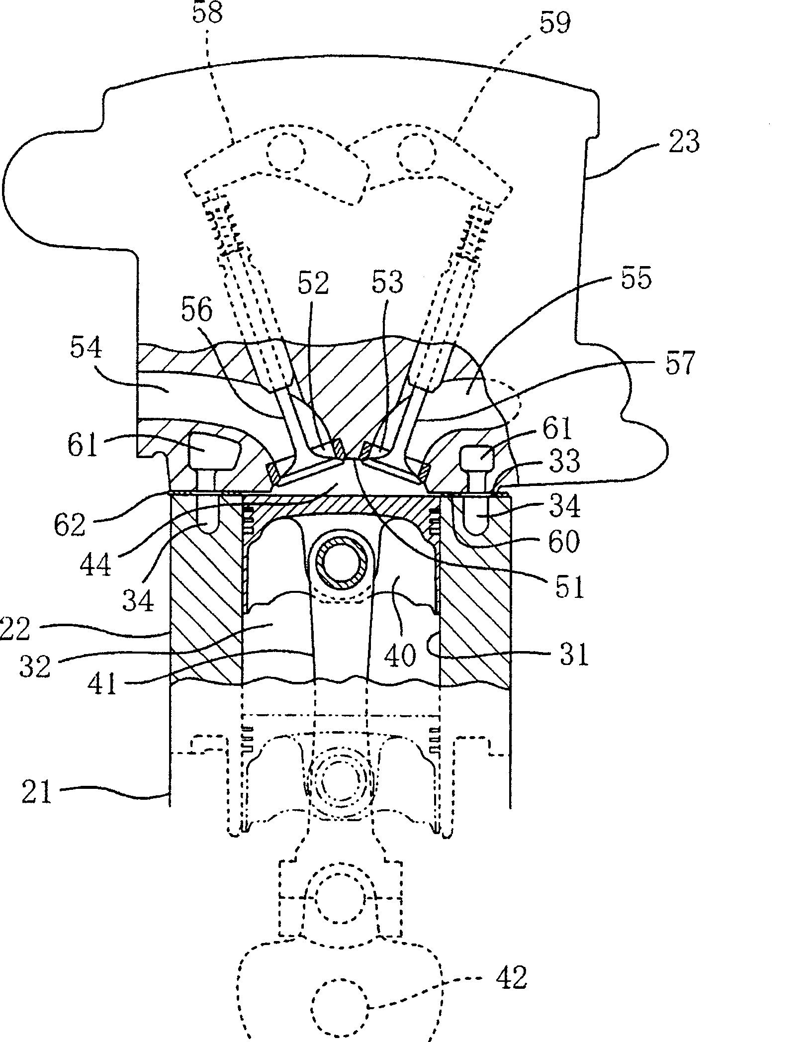 Internal combustion engine with ignition plug and vehicle provided with the same