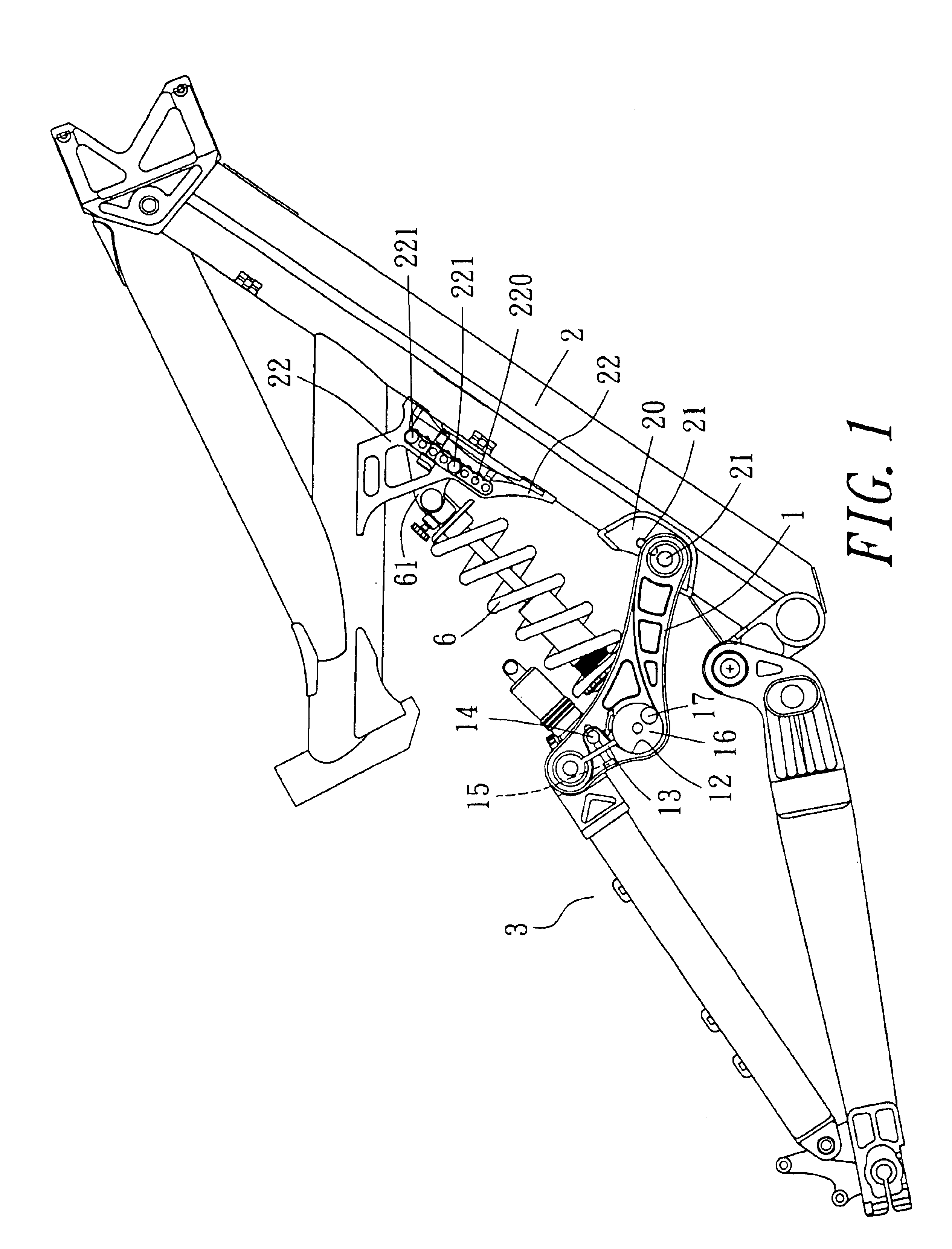 Crank of a shock absorber for a bicycle