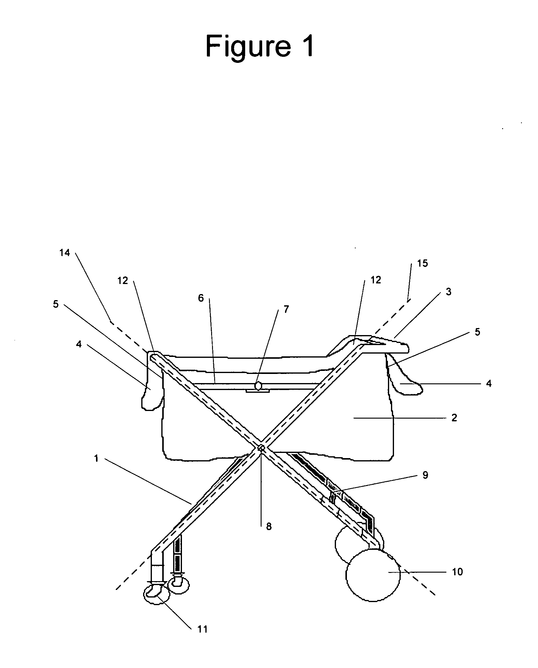 System combining a foldable wheeled cart and removable cloth bag