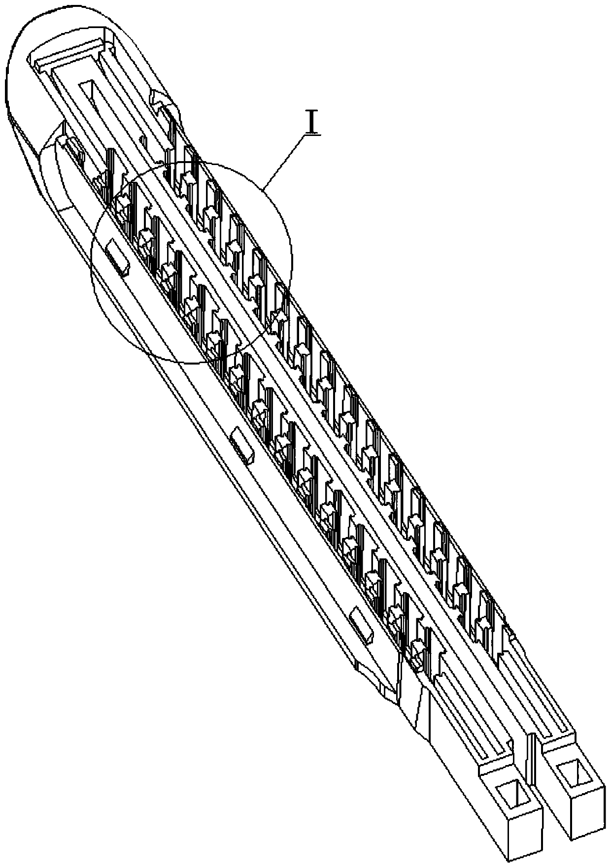 Nail warehouse with high-strength nail pushing sheet installation structure, and stapler comprising nail warehouse