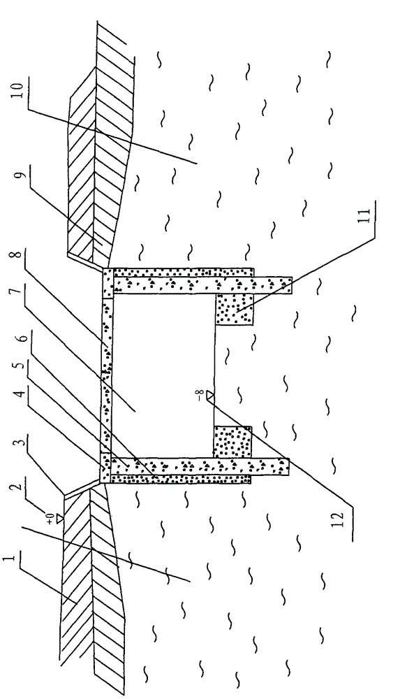 Sinking pipe soil withdrawing and cast-in-place rectangular supporting pile diaphragm wall and construction method thereof