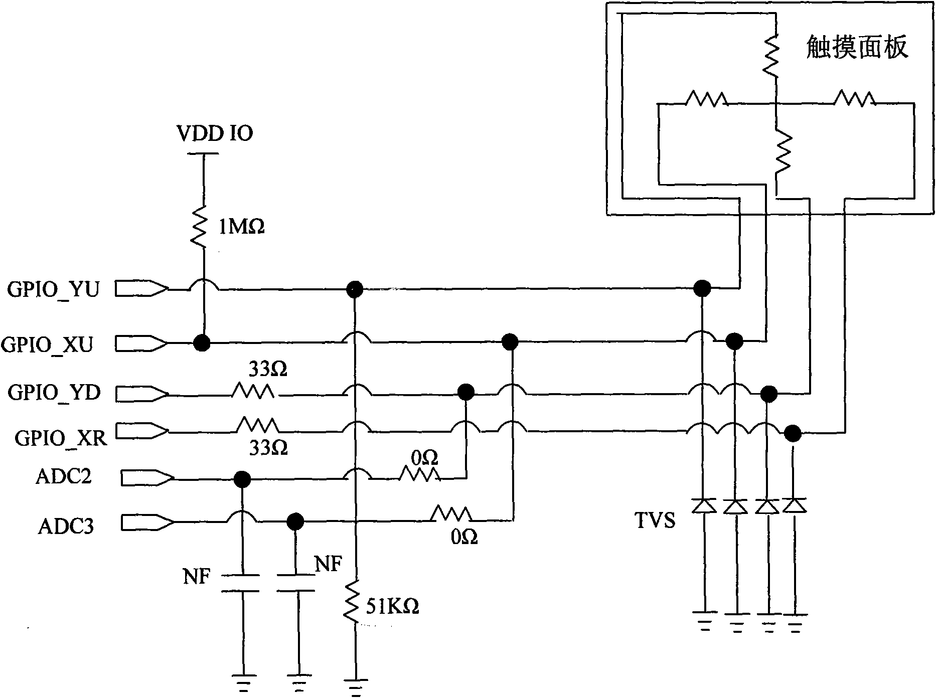 Screen positioning algorithm of four-wire resistance type touch screen