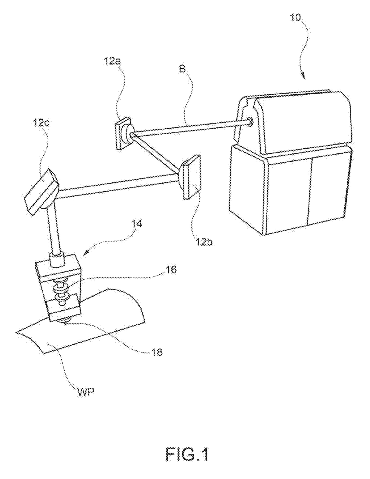 Method of laser processing of a metallic material with high dynamic control of the movement axes of the laser beam along a predetermined processing path, as well as a machine and a computer program for the implementation of said method