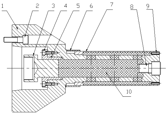 A hydraulic liquid plastic expanding mandrel fixture