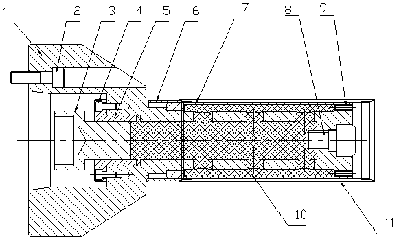 A hydraulic liquid plastic expanding mandrel fixture