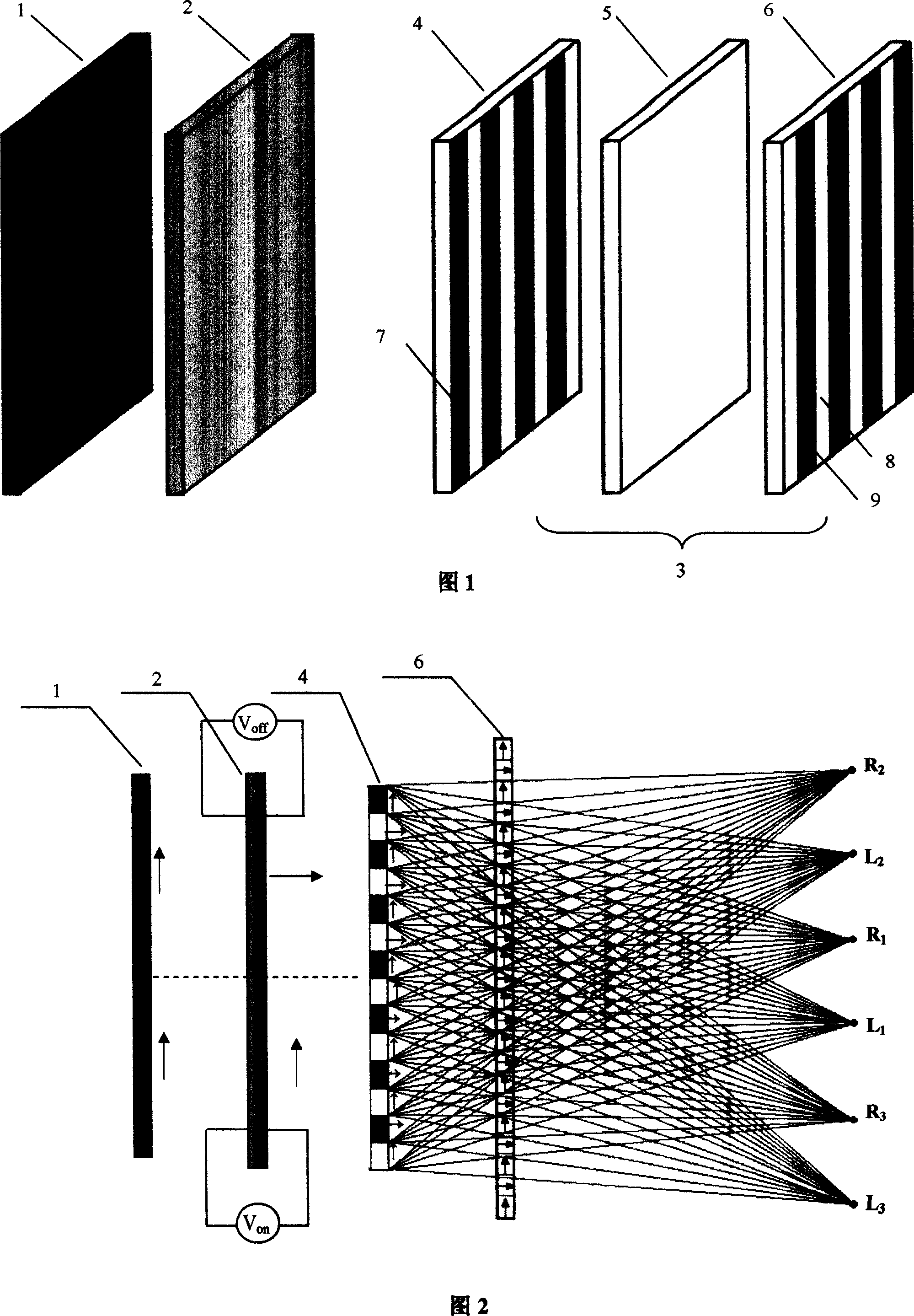 Three-dimensional auto-stereoscopic display device based on light polarizing parallax strip and grid screen