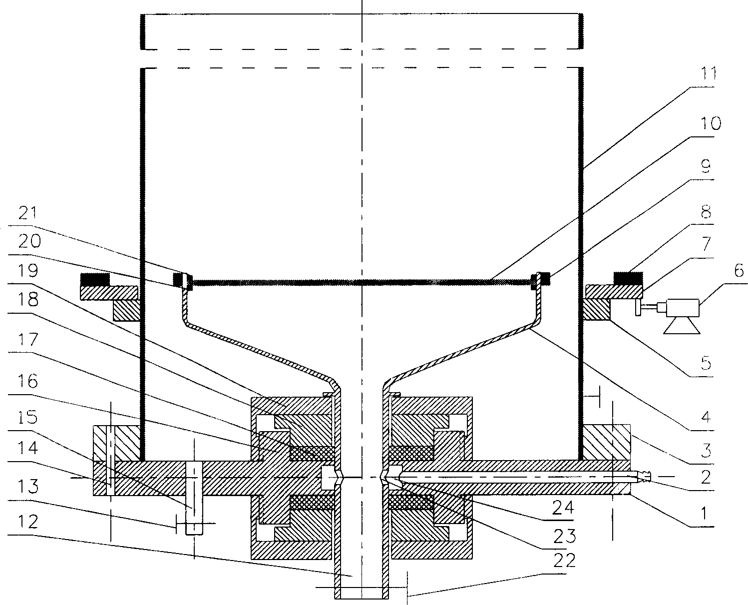 Magnetic driven rotation gas distribution device in gas-fluid etc. heterogeneous system