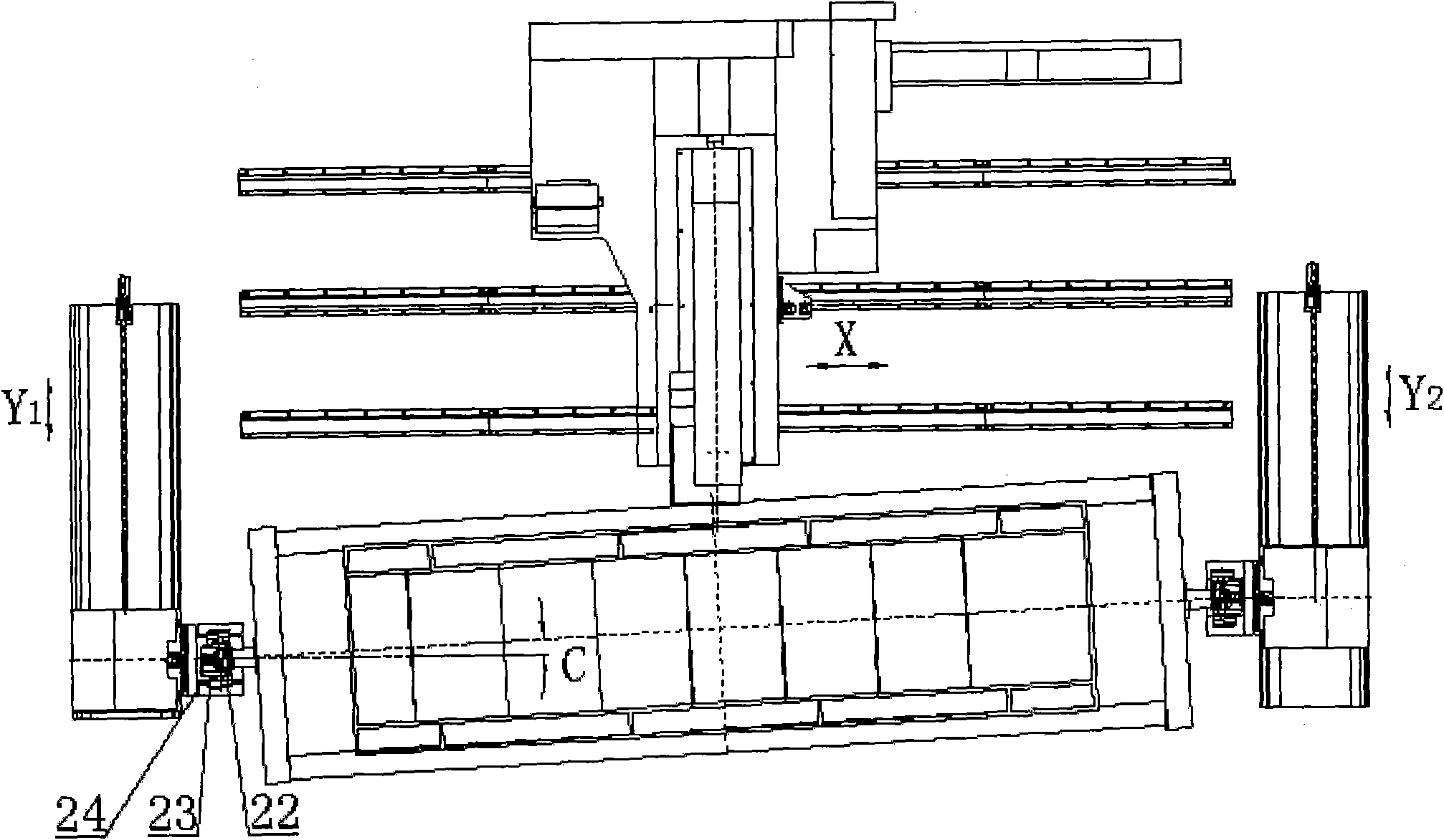 Separated full-automatic drilling and riveting bracket system