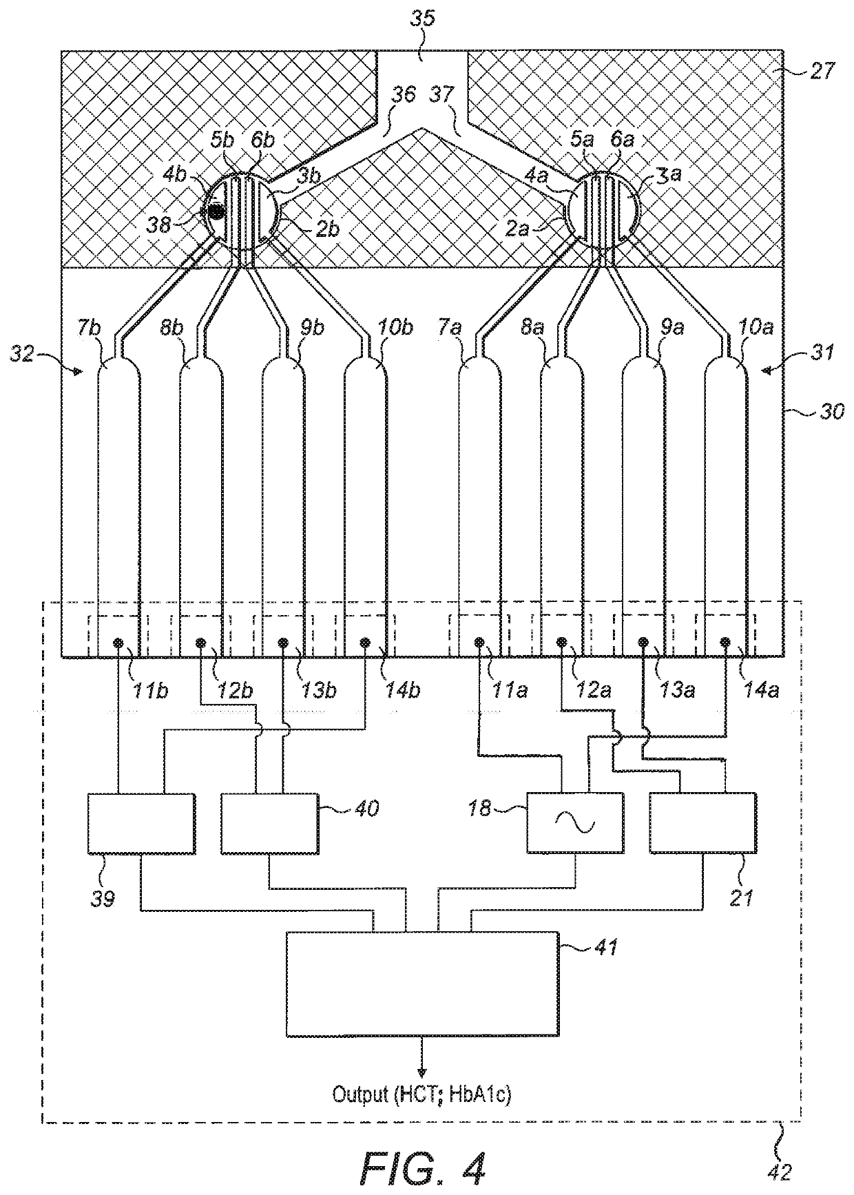 Electrical impedance hematocrit and hba1c biosensor comprising sample plate and sample apparatus