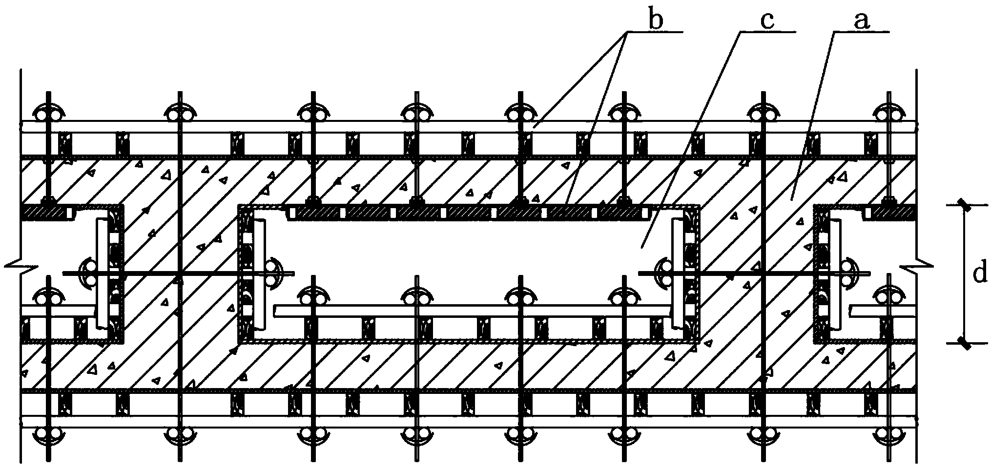 Double-layer hollow concrete wall and construction method thereof