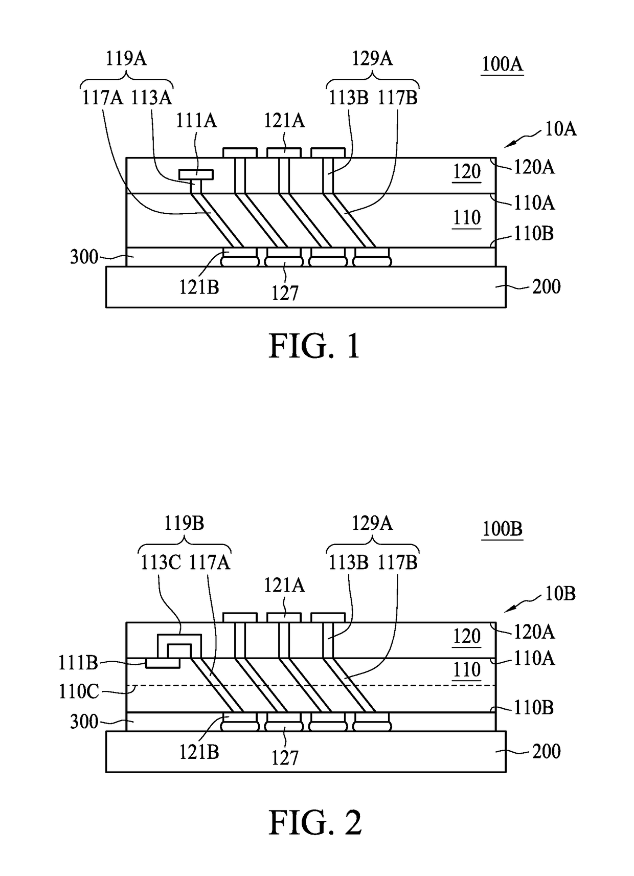 Chip package having tilted through silicon via