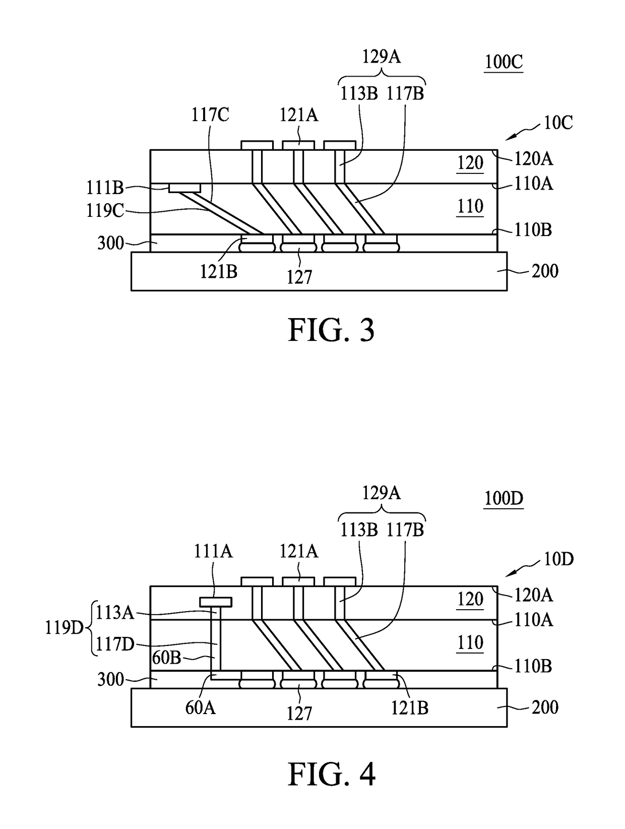 Chip package having tilted through silicon via