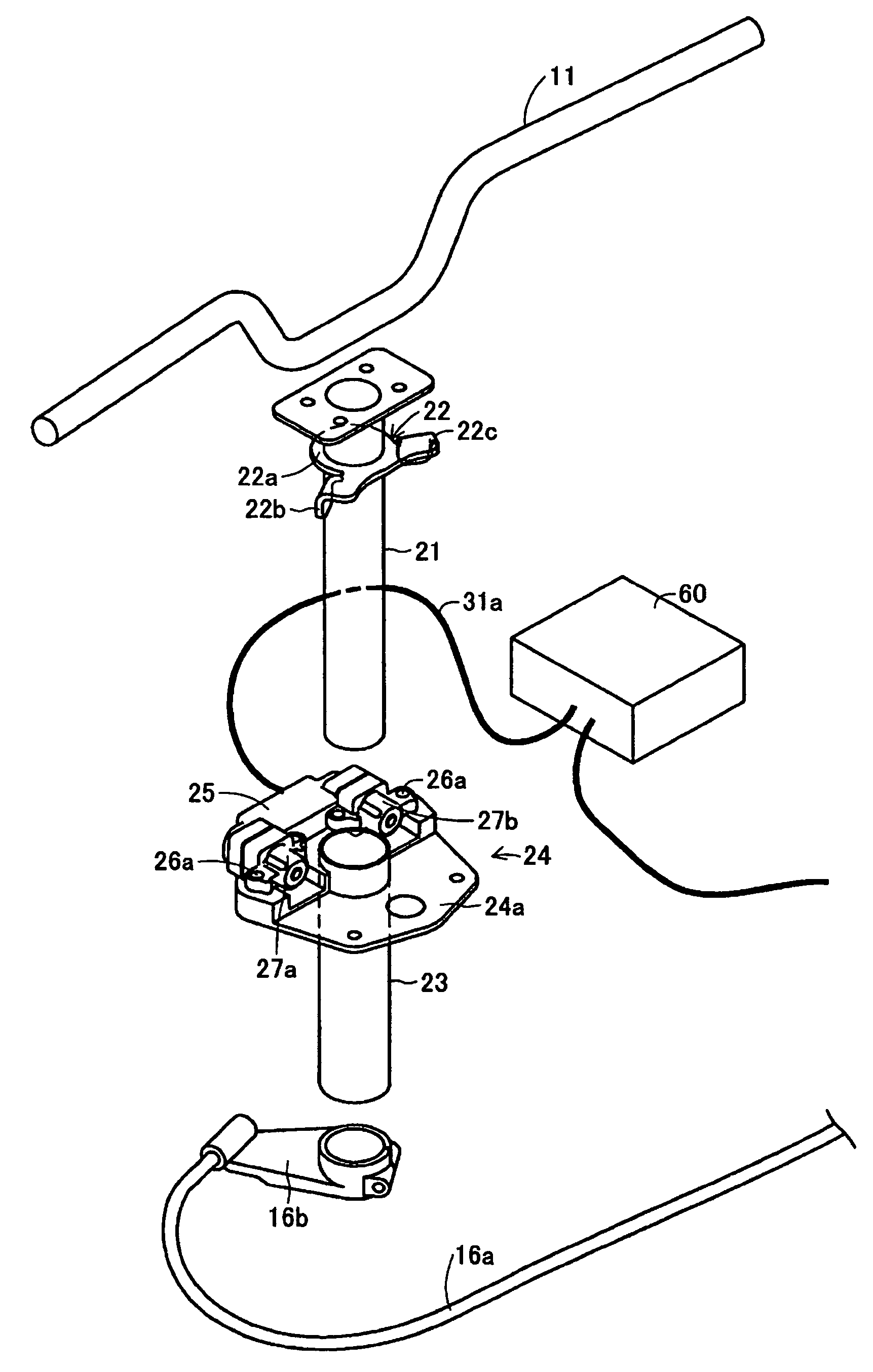 Steering force detection device for steering handle of vehicle