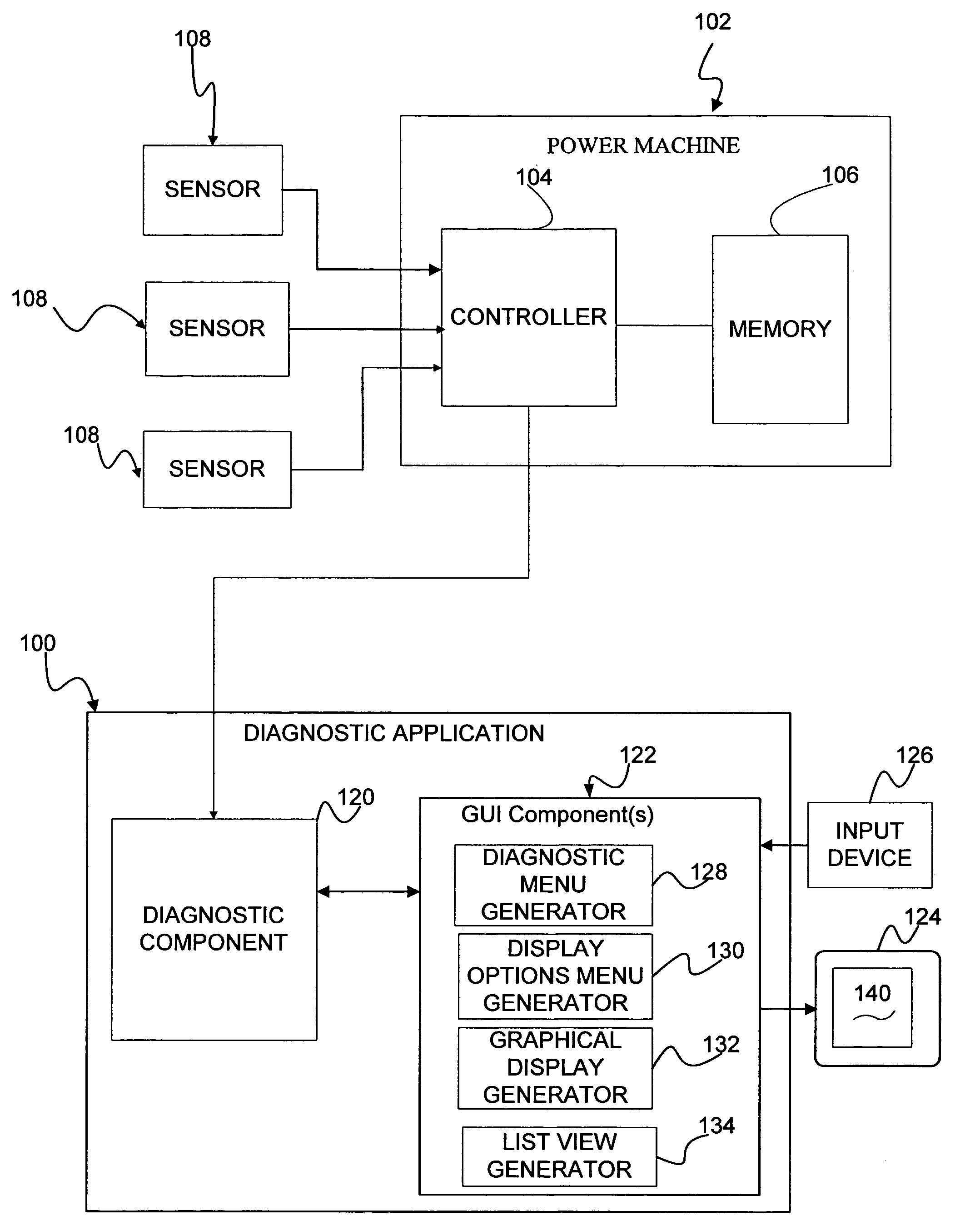 Diagnostic system for a power machine