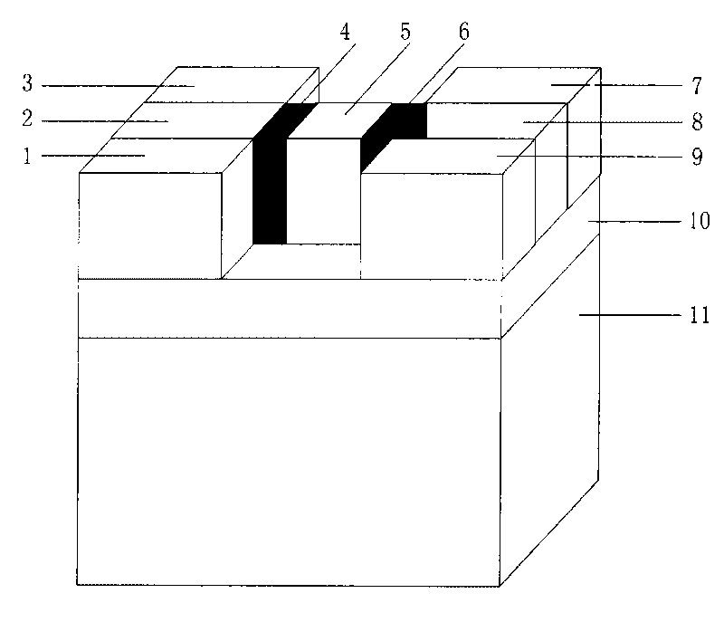 Interdigital structure capable of regulating channel current of vertical gate SOI CMOS devices