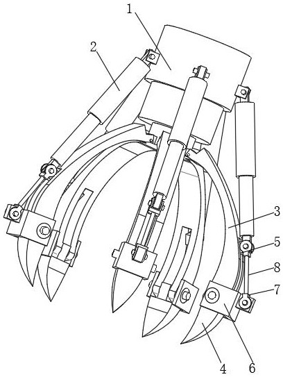 Lotus claw for grabbing waste steel