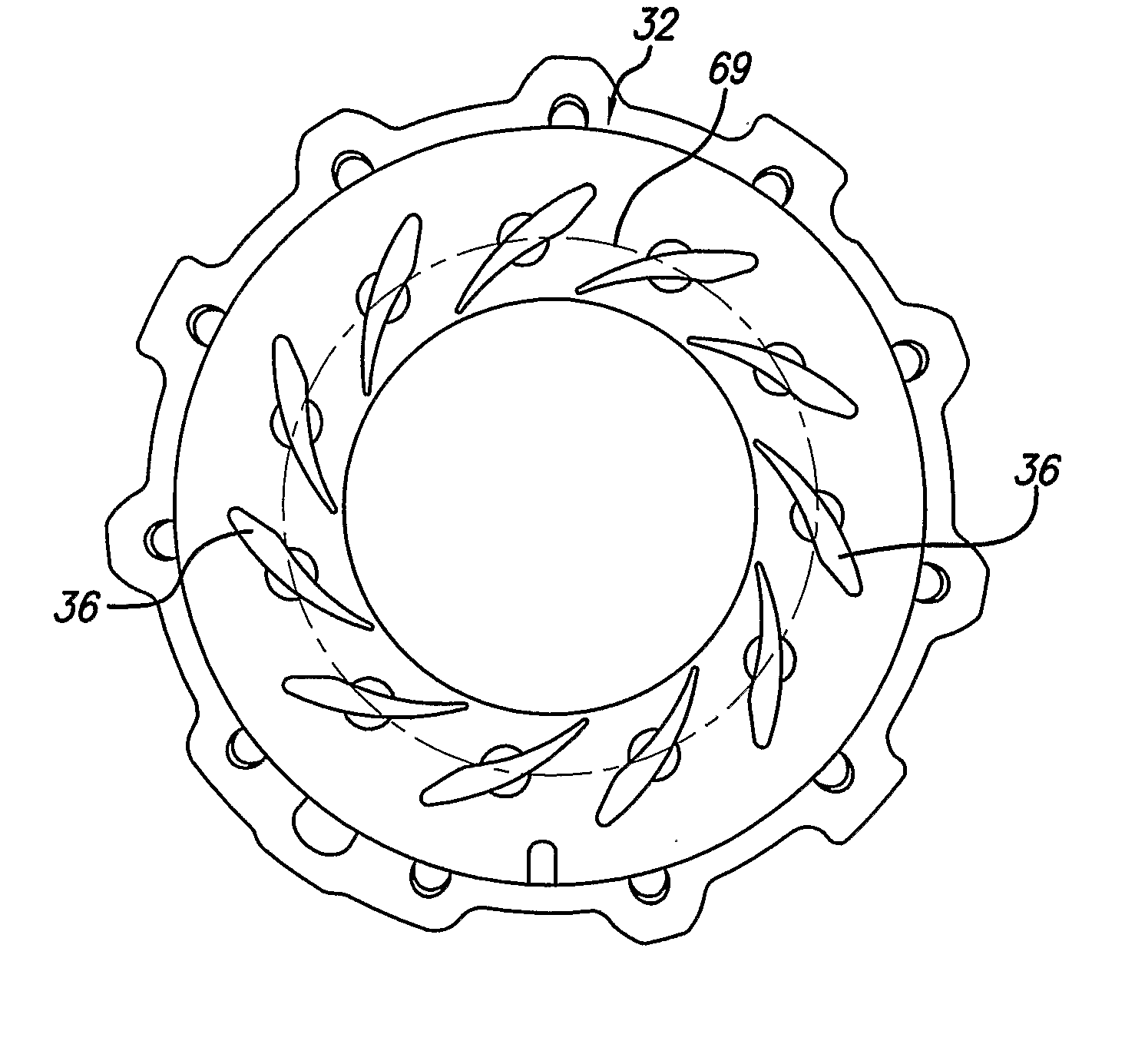 Cambered vane for use in turbochargers