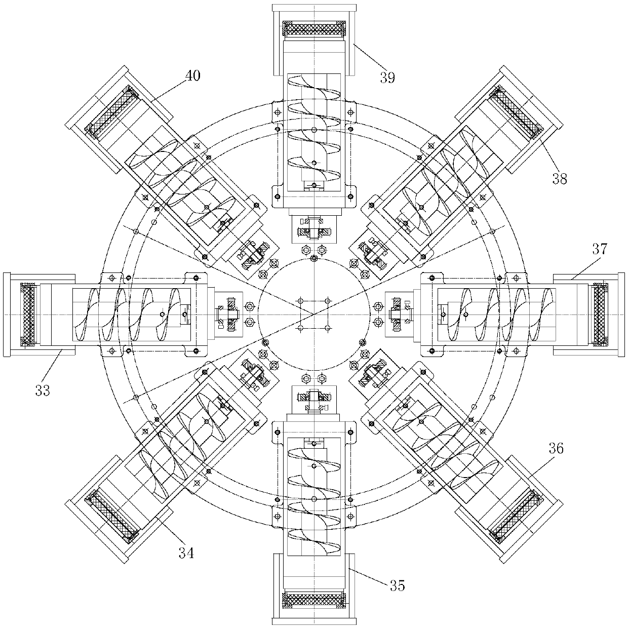 Movable type eight-stuffing transporting system of Chinese style pastry making machine