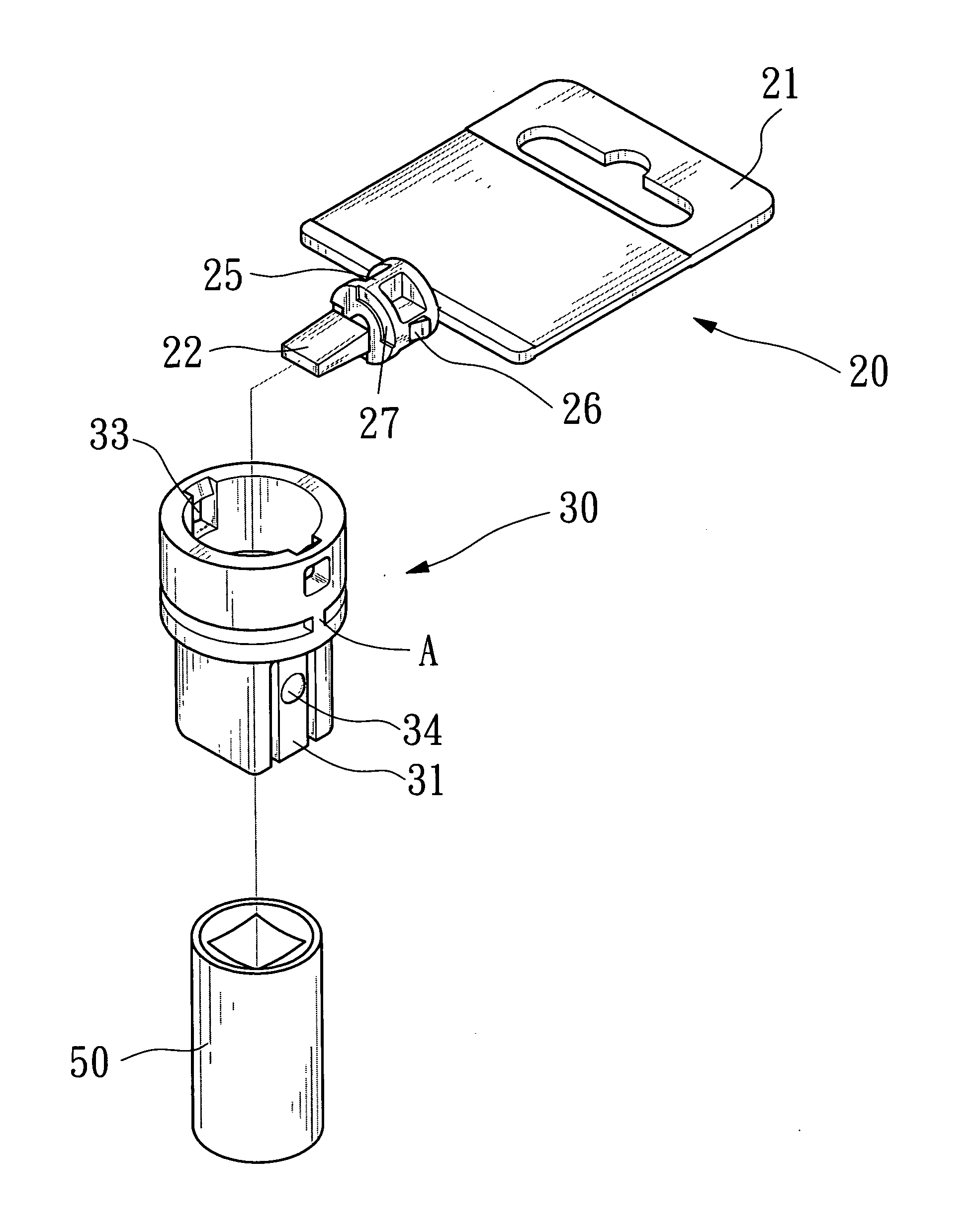 Hanging card mechanism for a socket