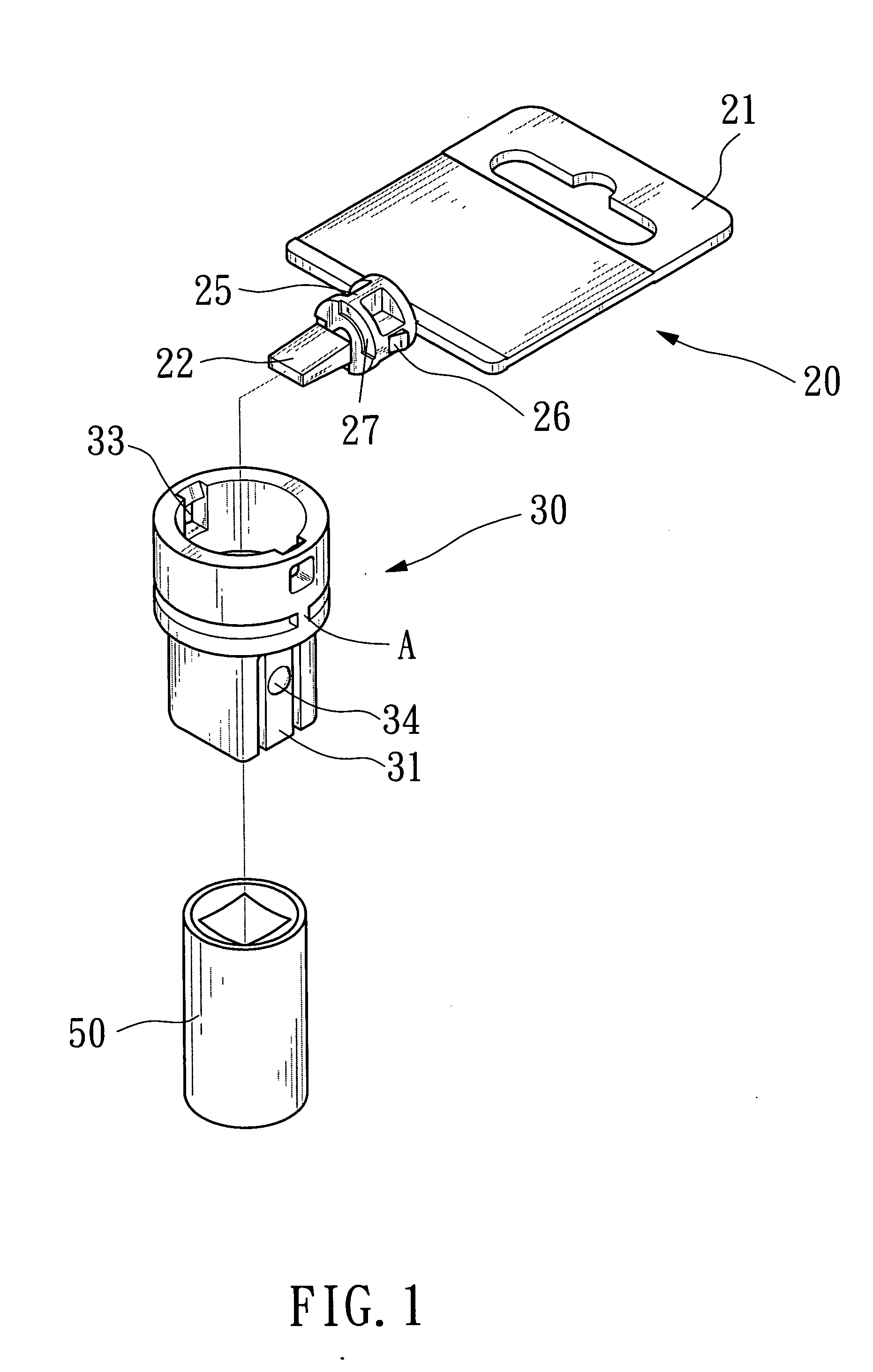 Hanging card mechanism for a socket