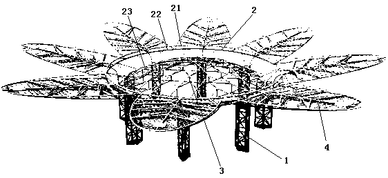 Stable overhanging type double-layer space intelligent cantilever structure system