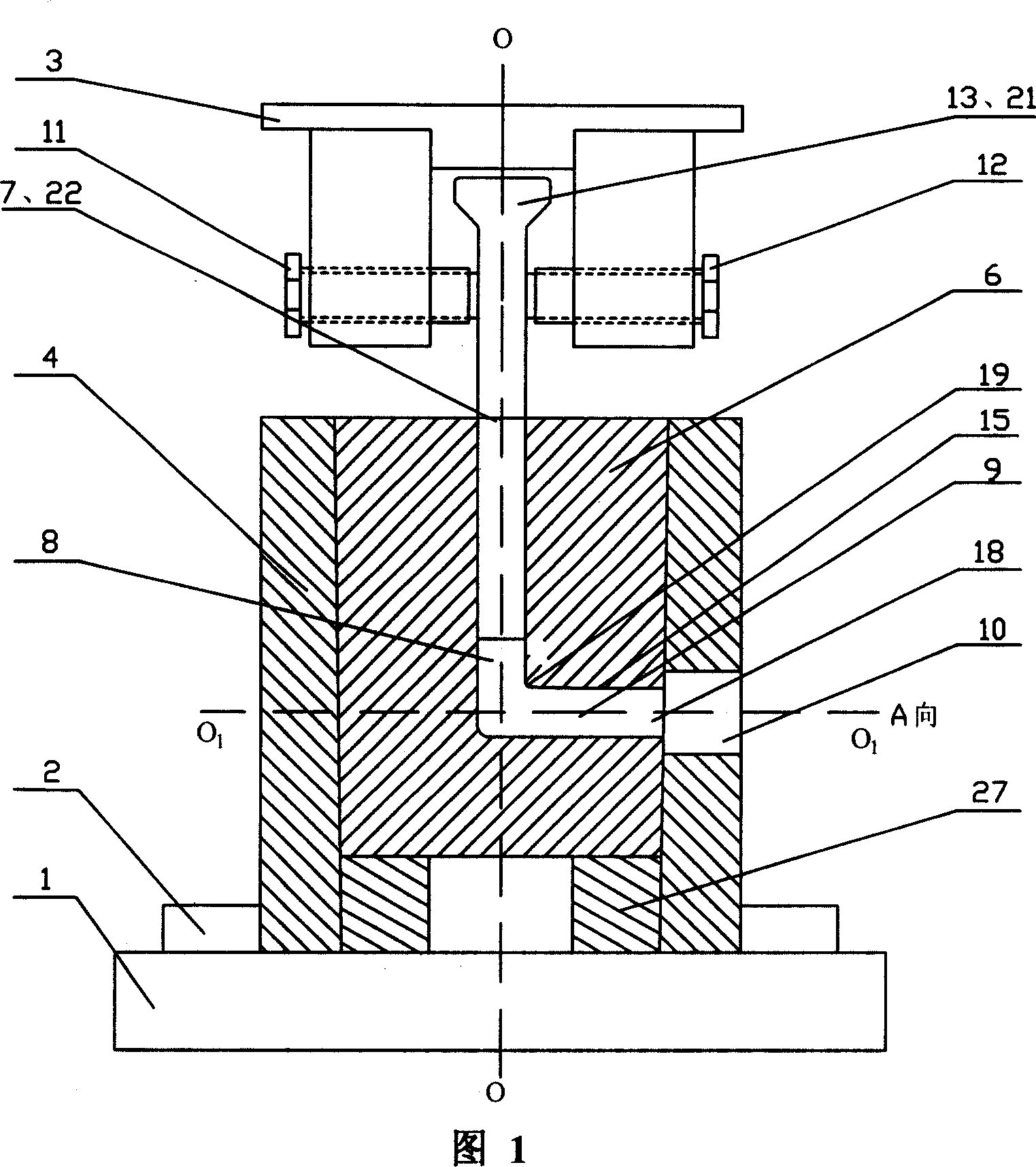 L-shaped extrusion device for producing ultra-fine crystal block body material