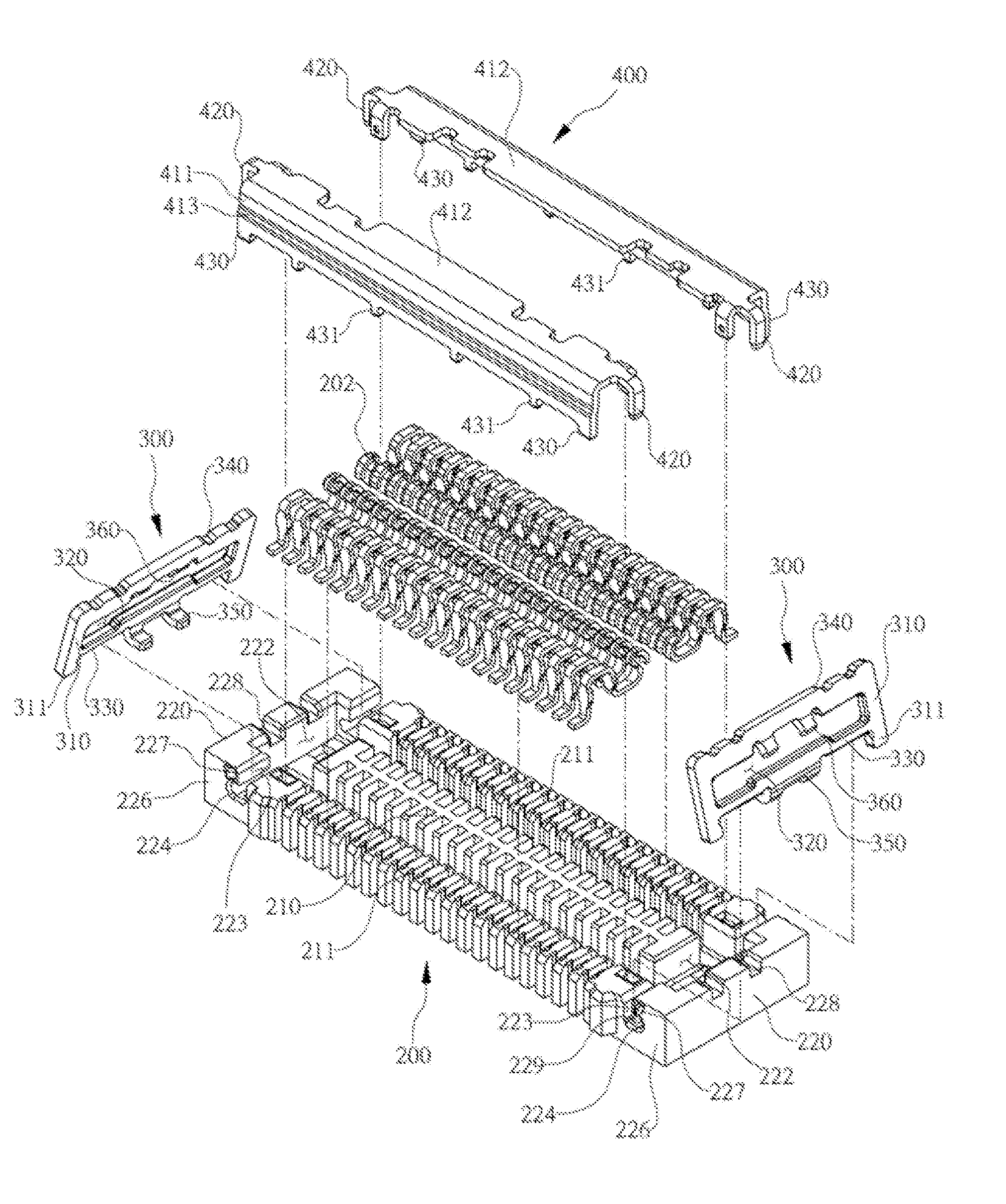 Shield and locking type board to board connector