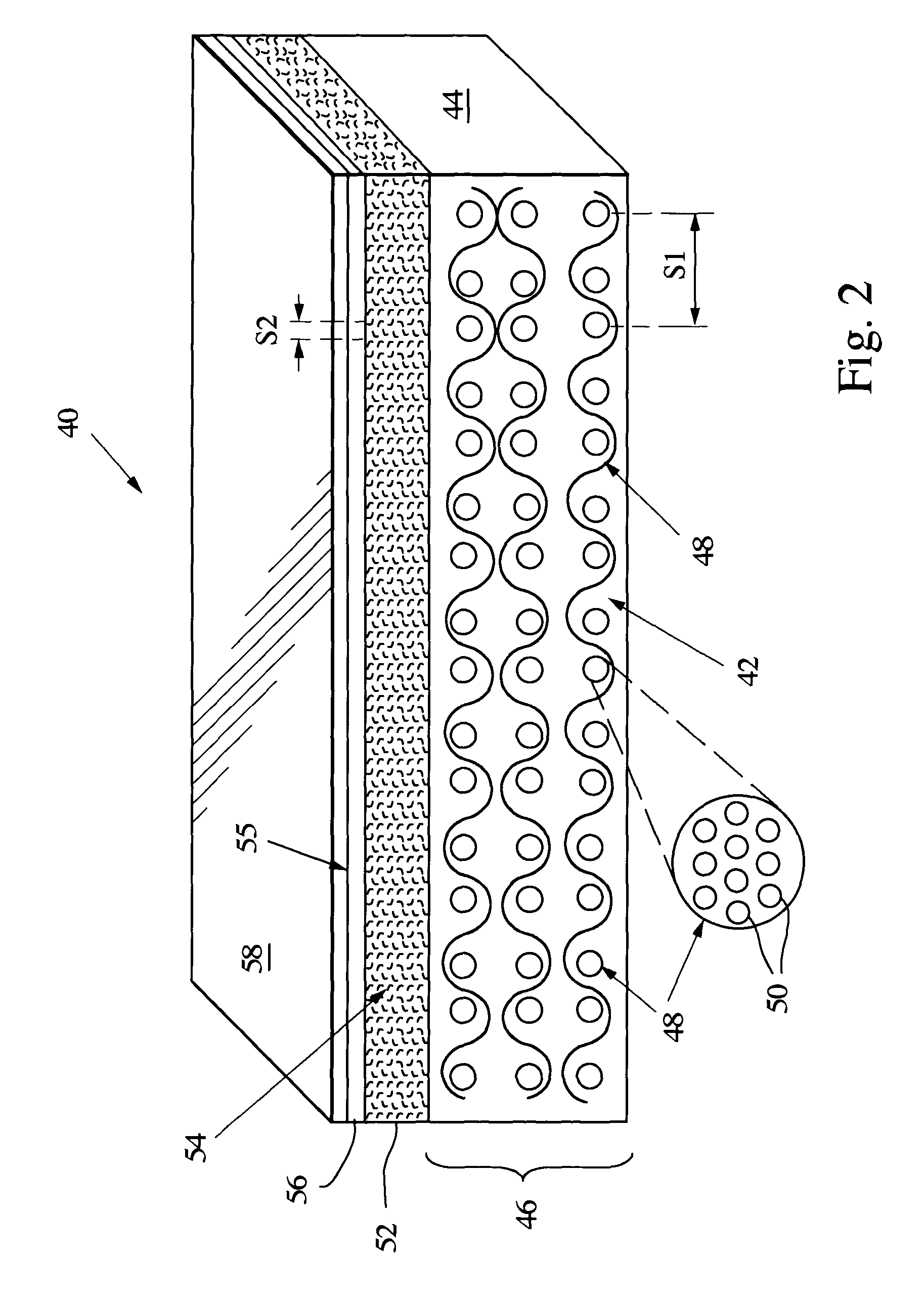 Print through elimination in fiber reinforced matrix composite mirrors and method of construction