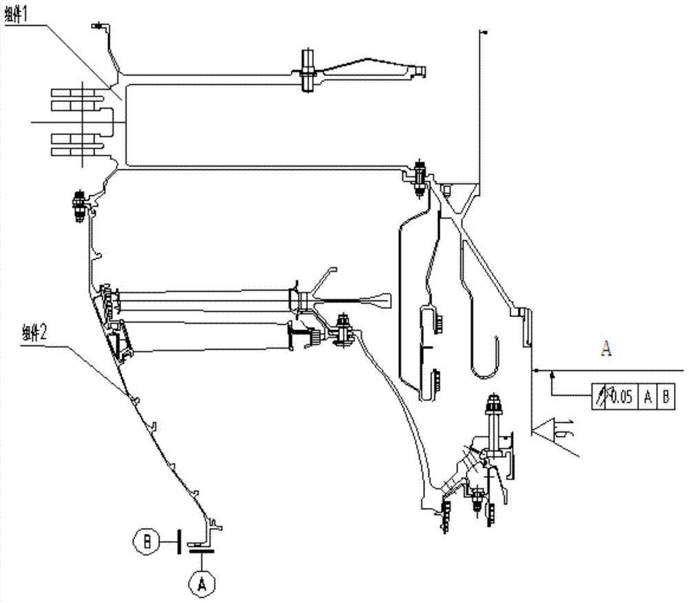 A machining fixture for large overhang casing parts in a narrow space