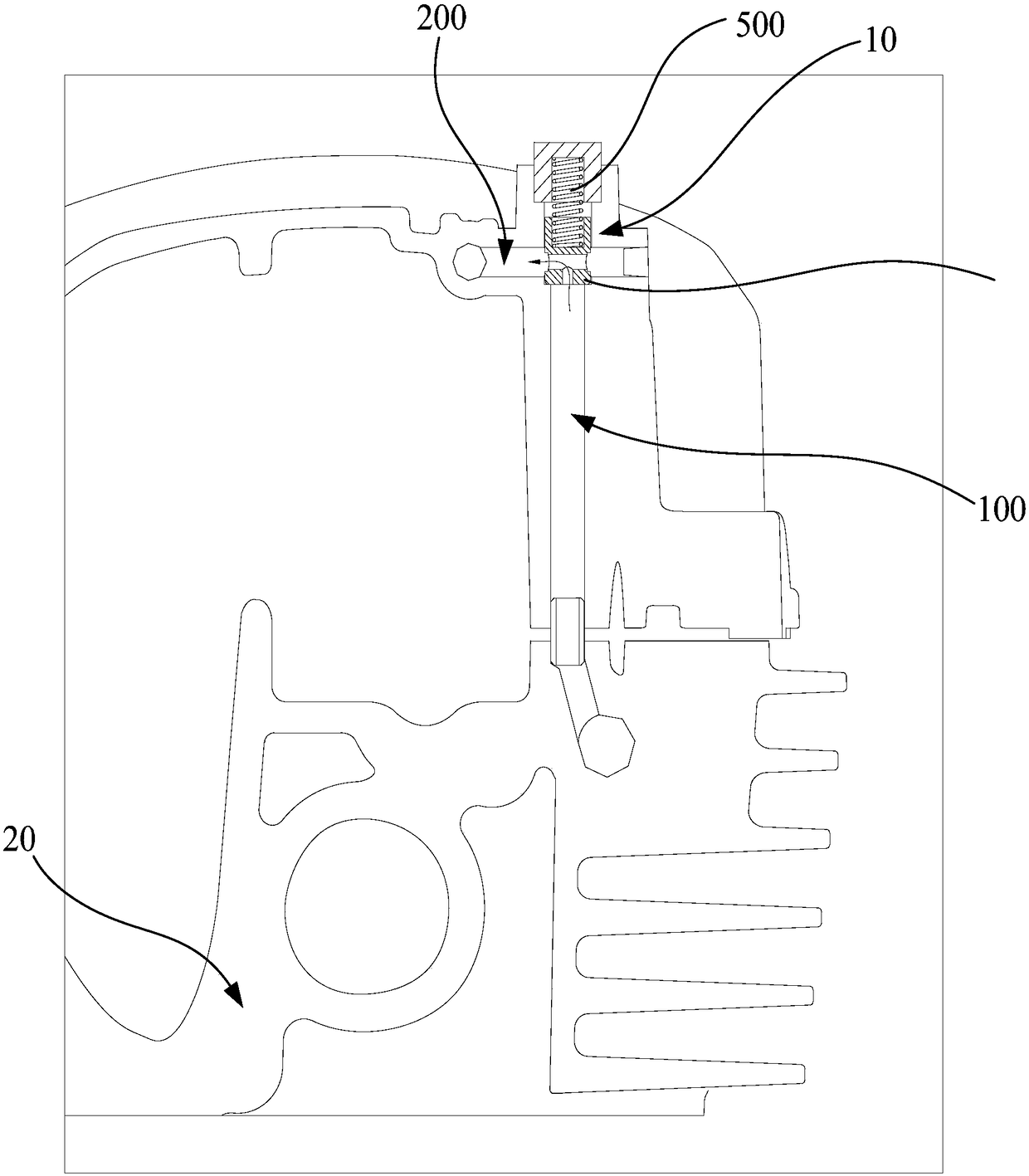 Engine and oil duct structure with adjustable engine oil allocation quantity