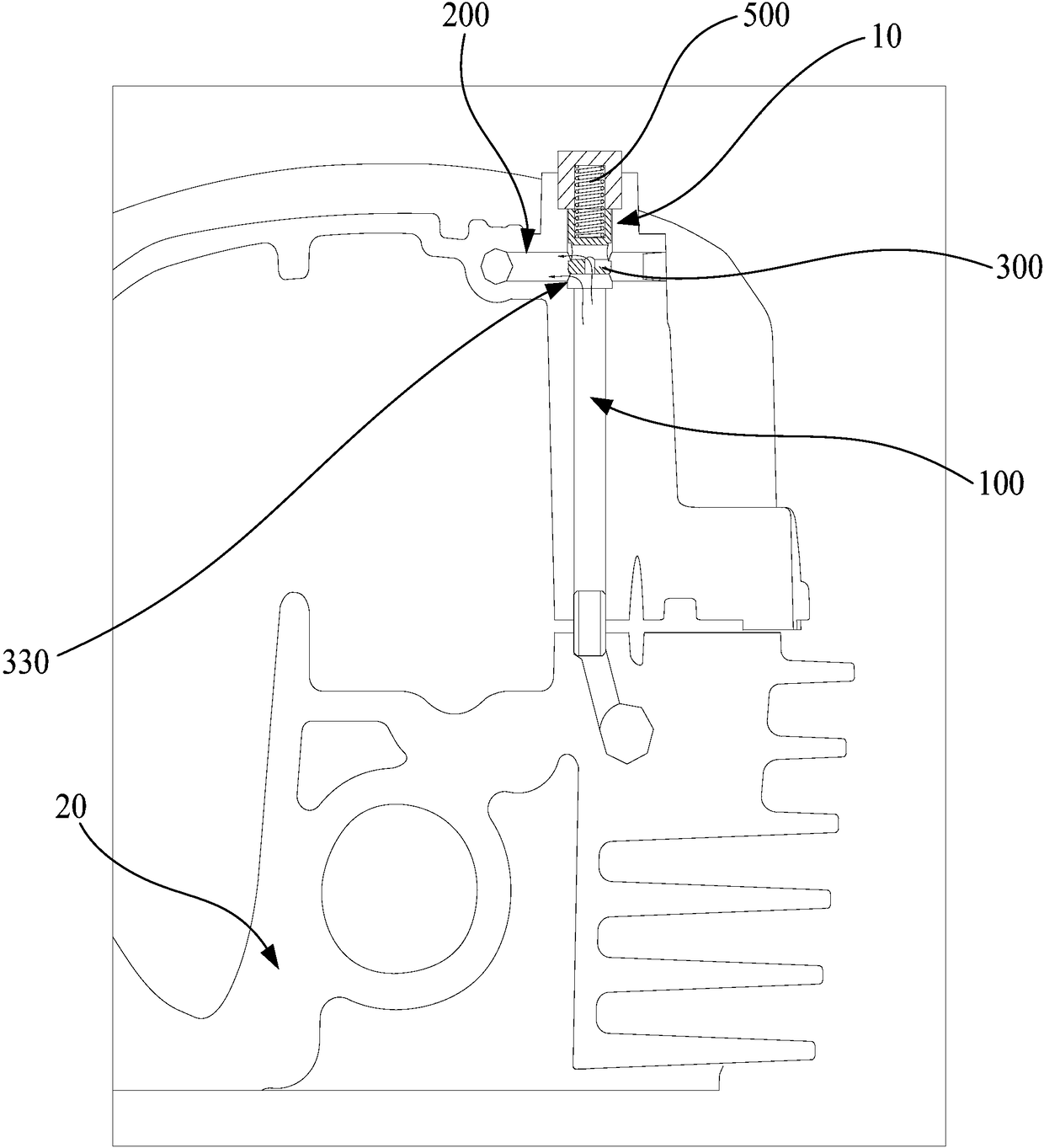 Engine and oil duct structure with adjustable engine oil allocation quantity