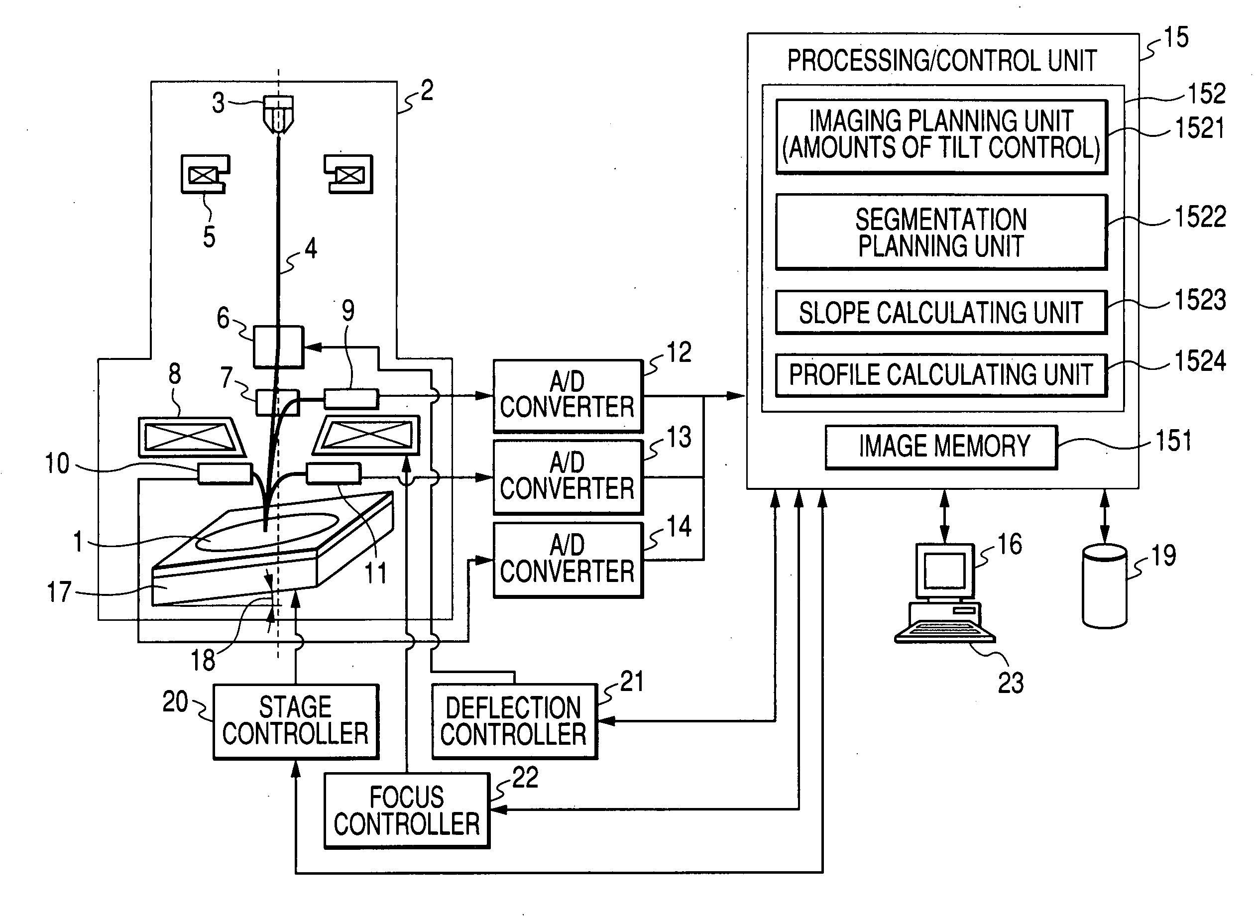 Method and apparatus for measuring three-dimensional shape of specimen by using SEM