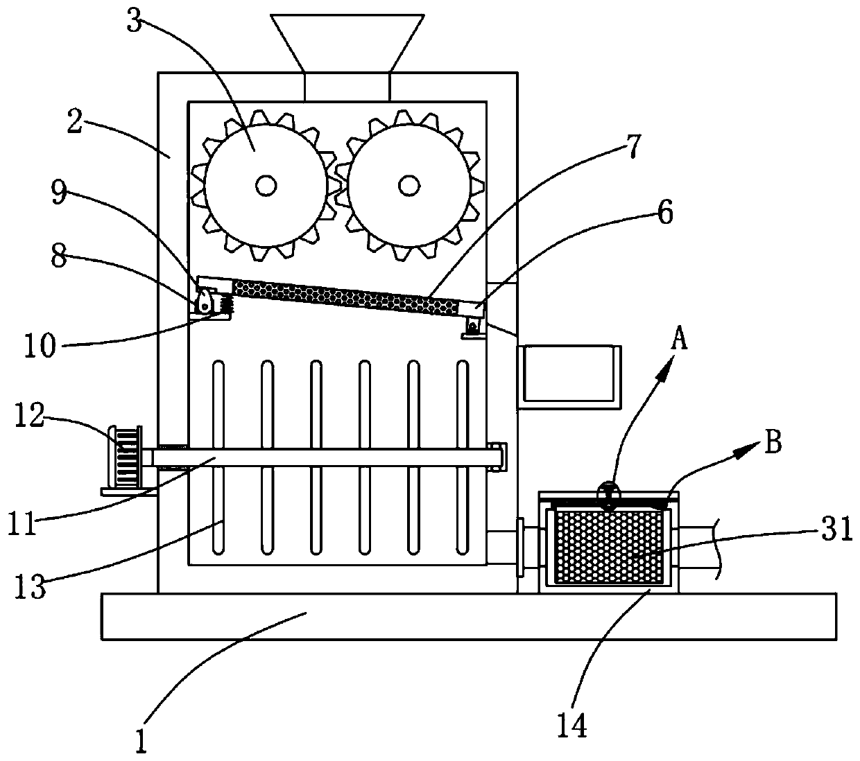 Device for extracting residual saline matters from industrial waste residues