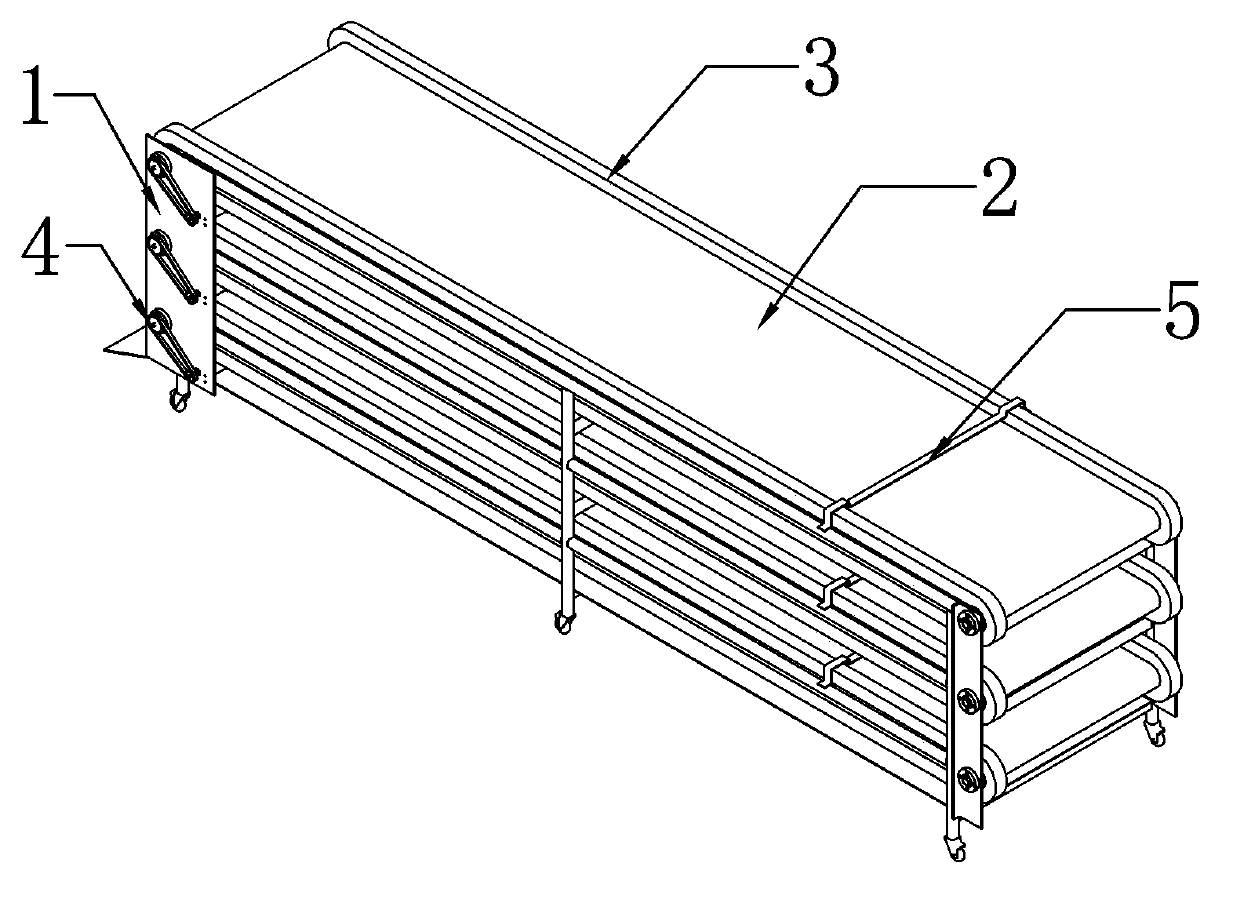 Layered parallel translation type solid organic waste biological treatment bed, and application method thereof