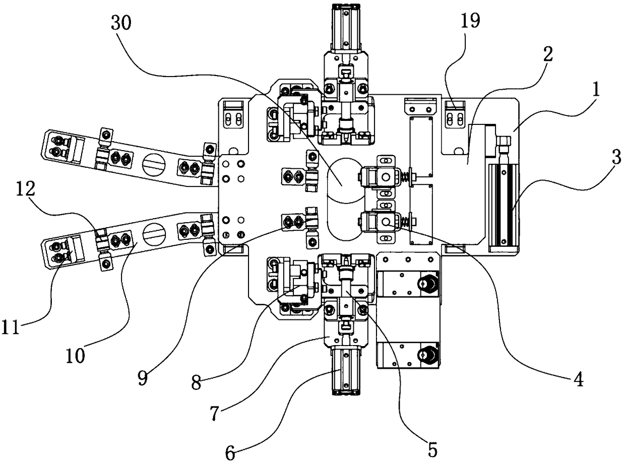 A bump welding fixture for the middle and lower glass guide rail and bracket of the front door of an automobile