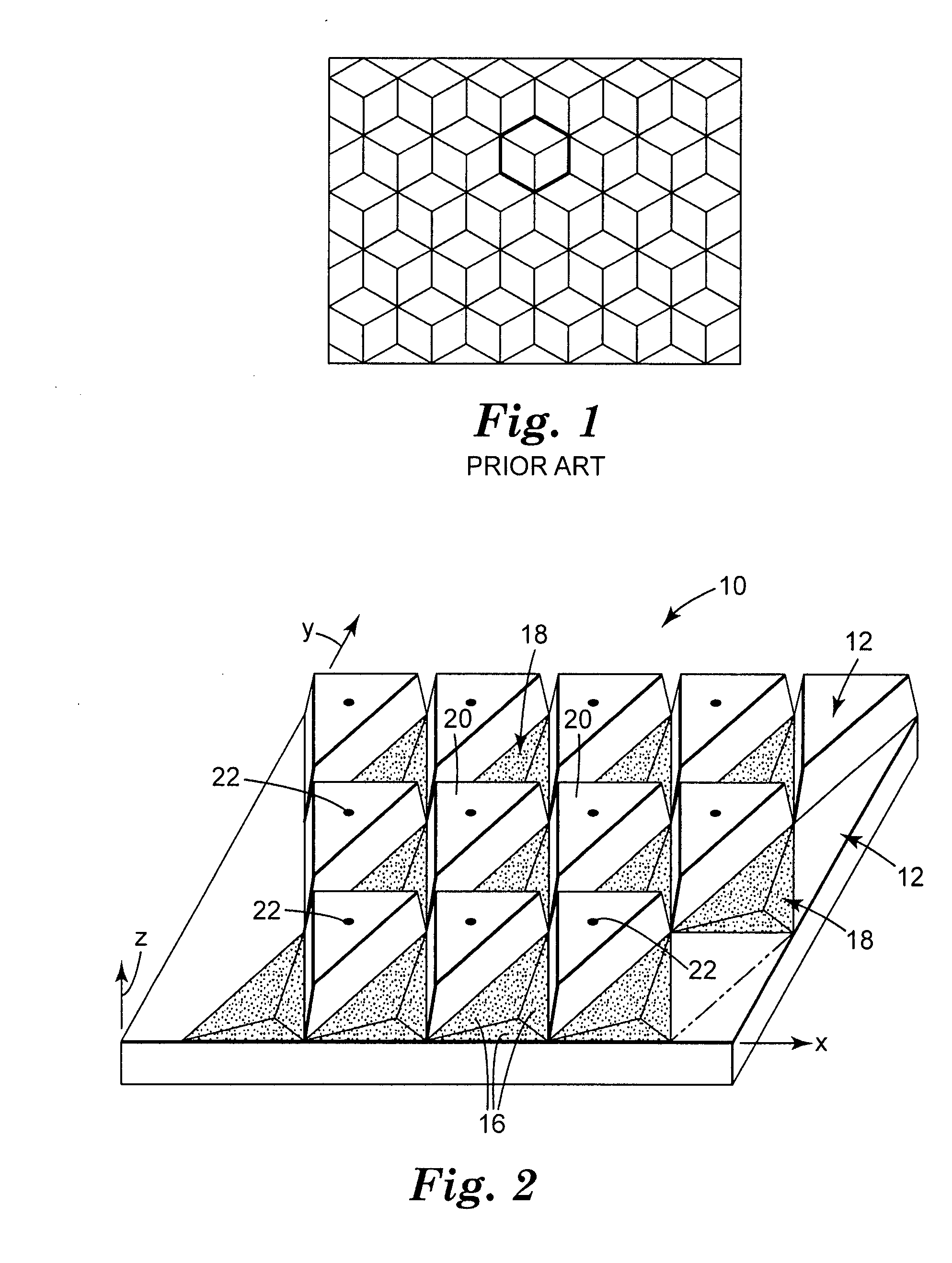 Structured surface articles containing geometric structures with compound faces and methods for making same