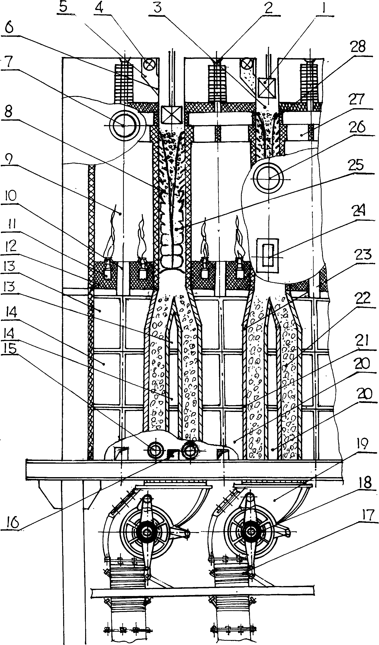 Vertical automatic cokery with cold loading and cold discharge