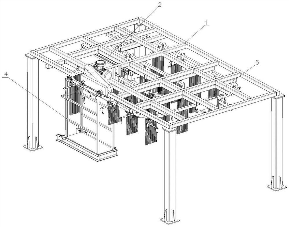 Explosive rod transferring device for hanging explosive strips