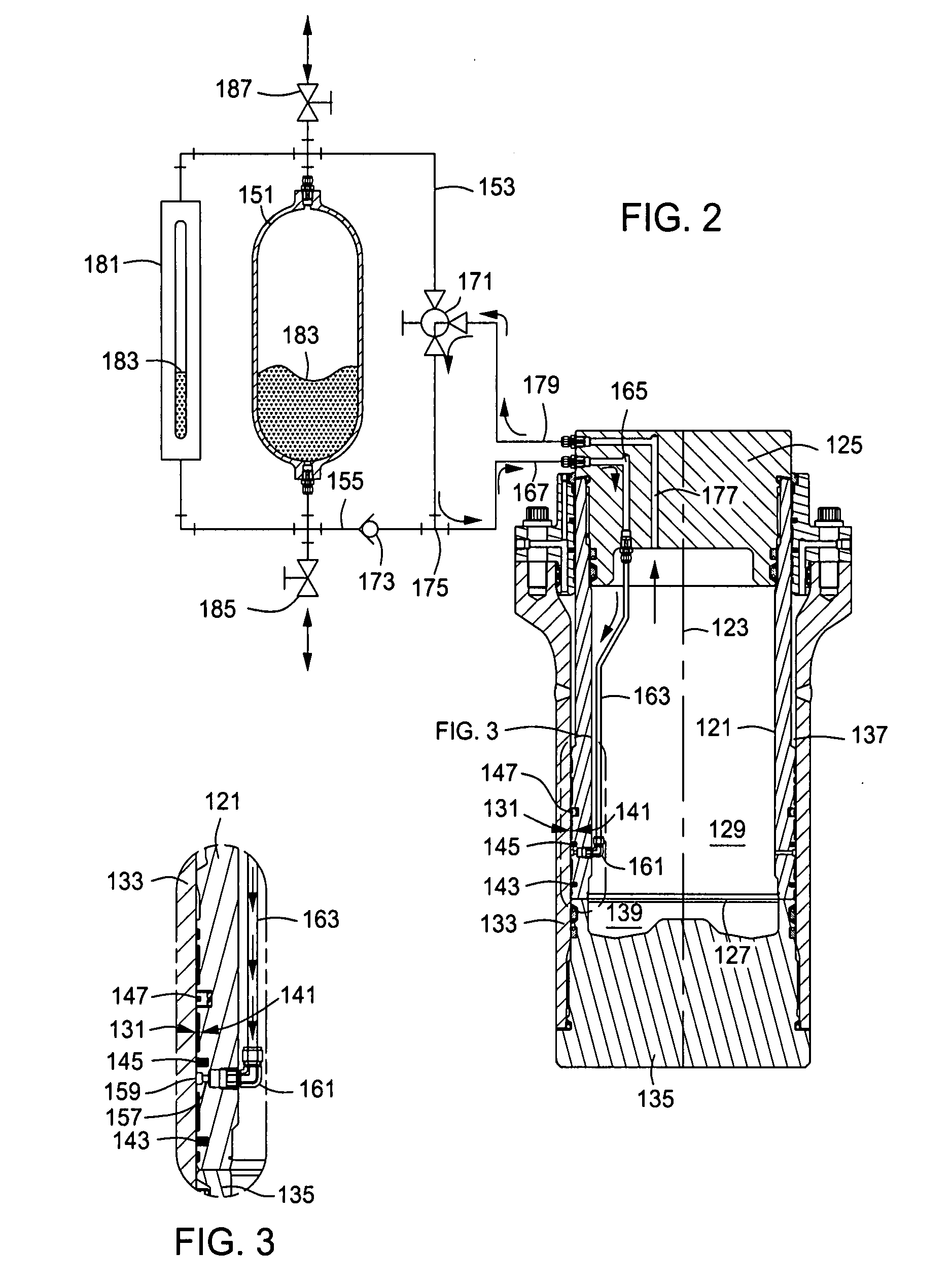 External high pressure fluid reservoir for riser tensioner cylinder assembly