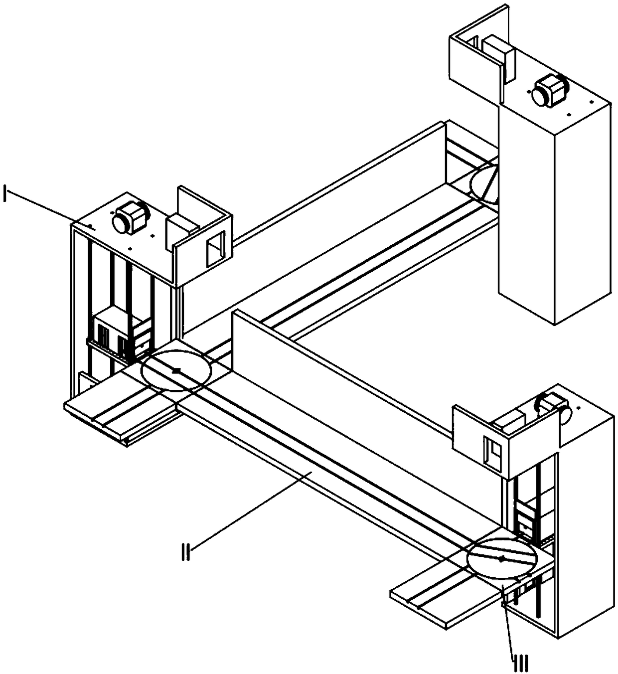 A three-door nested building-through elevator