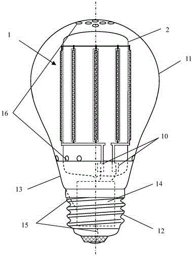 LED light emitting device and LED filament lamp