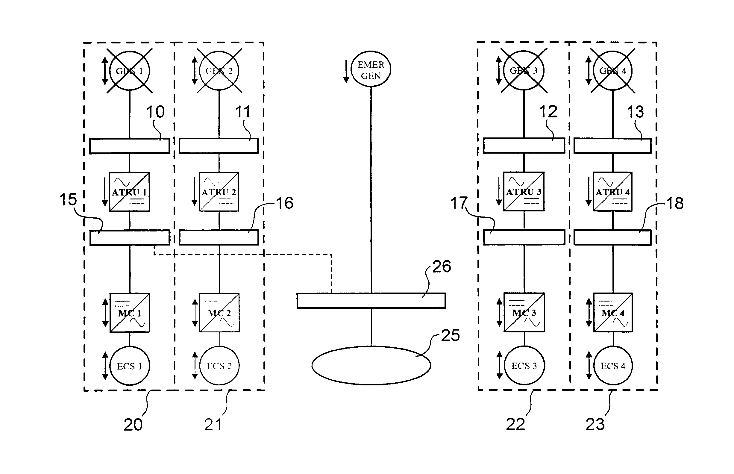 Device and method for generating a back-up electricity supply on board an aircraft