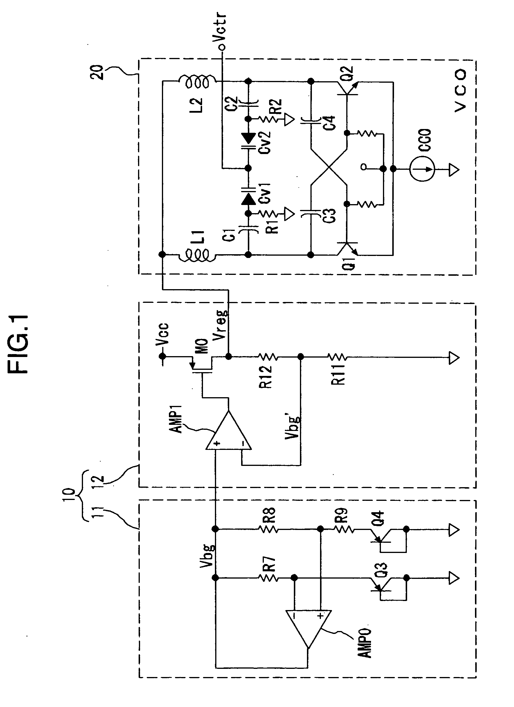 Embedded structure circuit for VCO and regulator